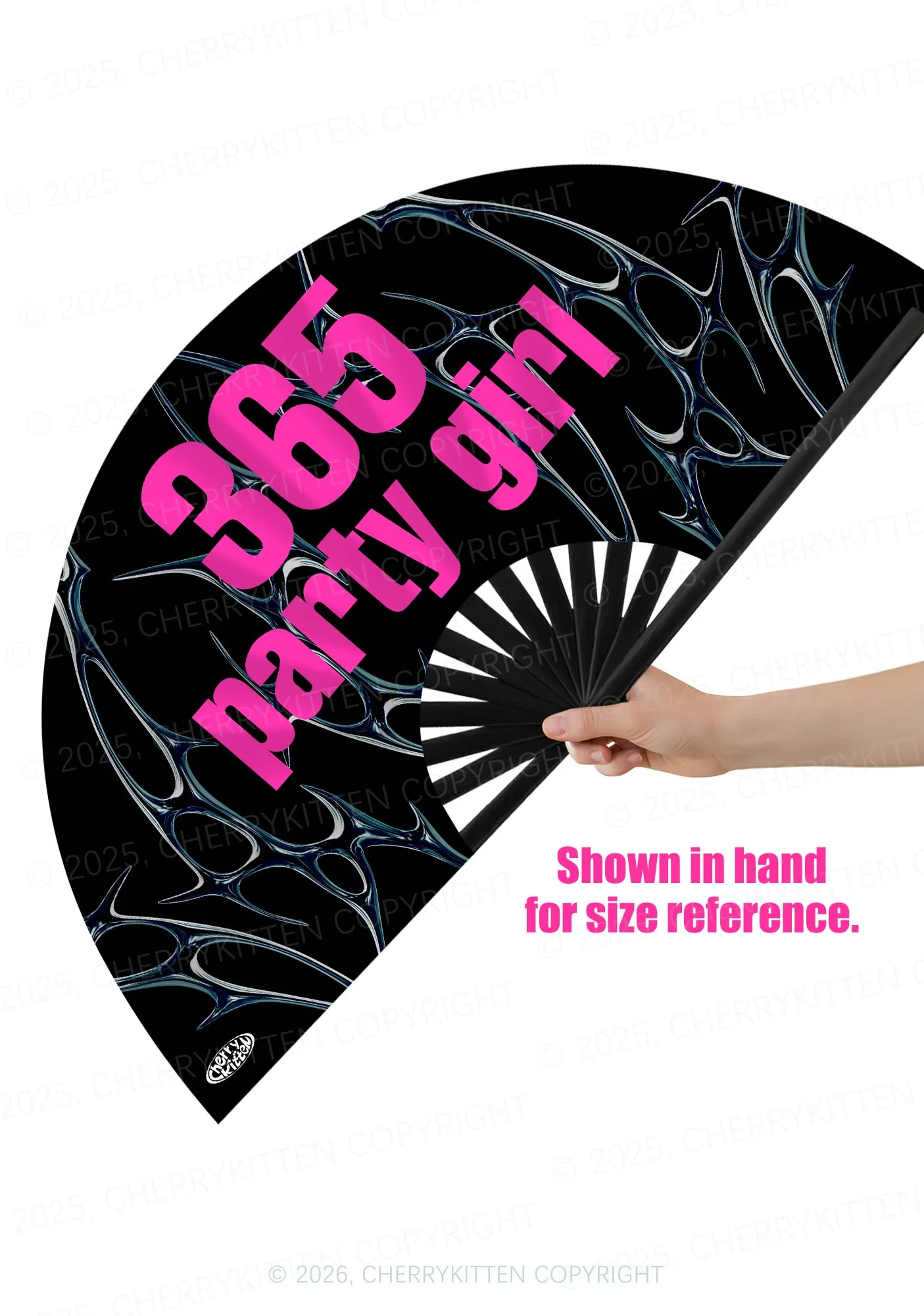Party Girl Y2K Rave Hand Fan Cherrykitten - Image 2