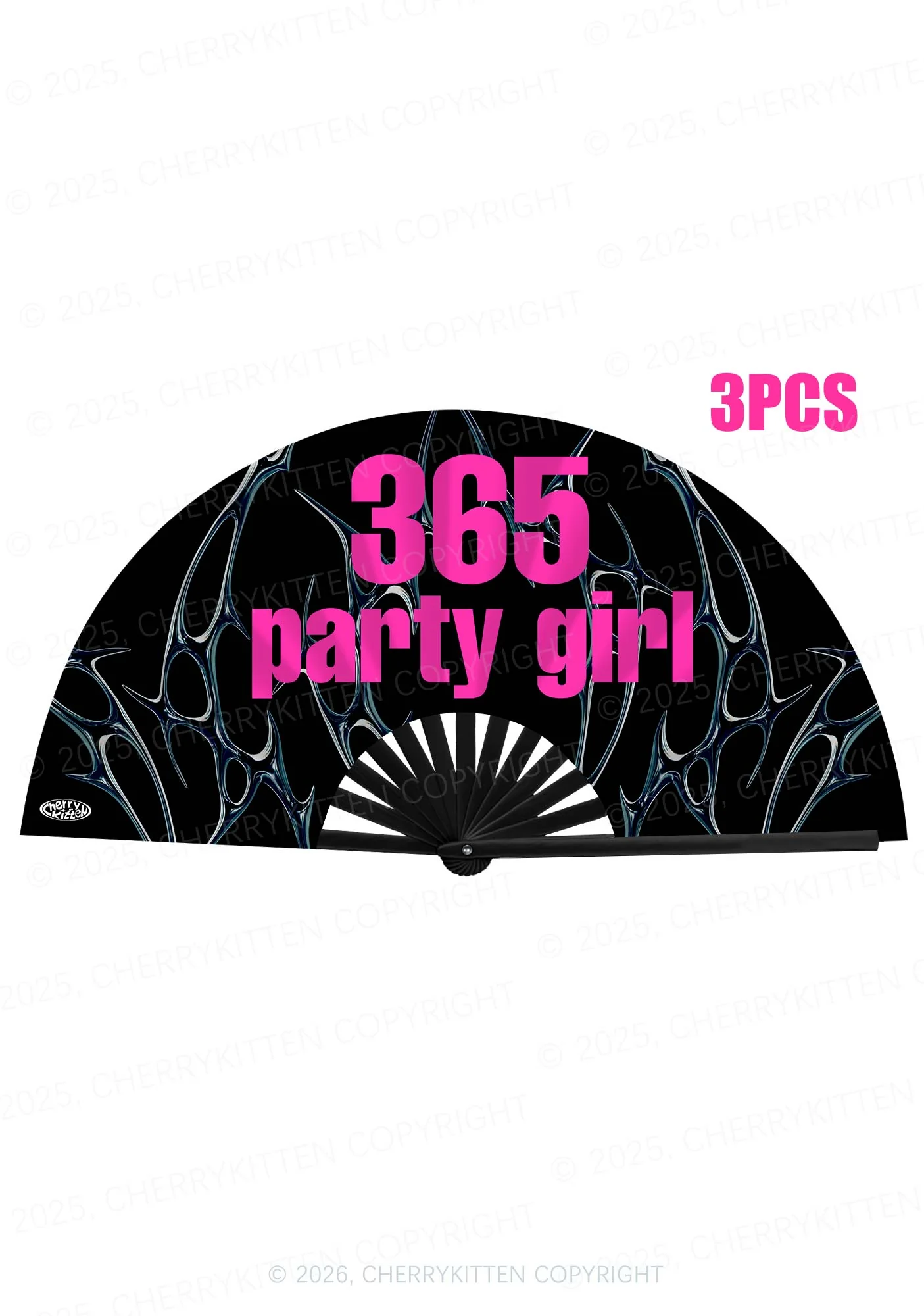 Party Girl Y2K Rave Hand Fan Cherrykitten - Image 3