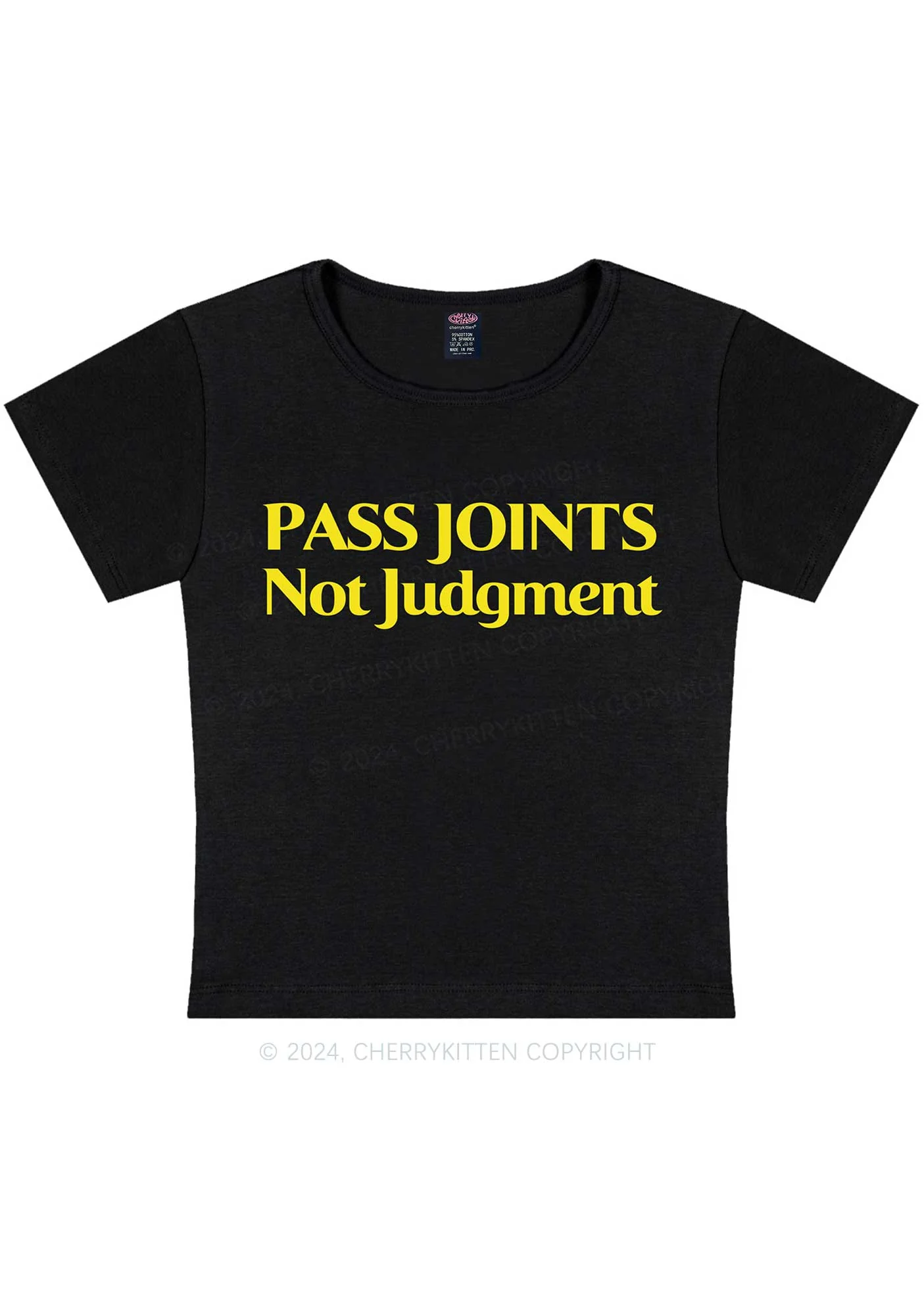 Pass Joints Not Judgment Y2K Baby Tee Cherrykitten - Image 4