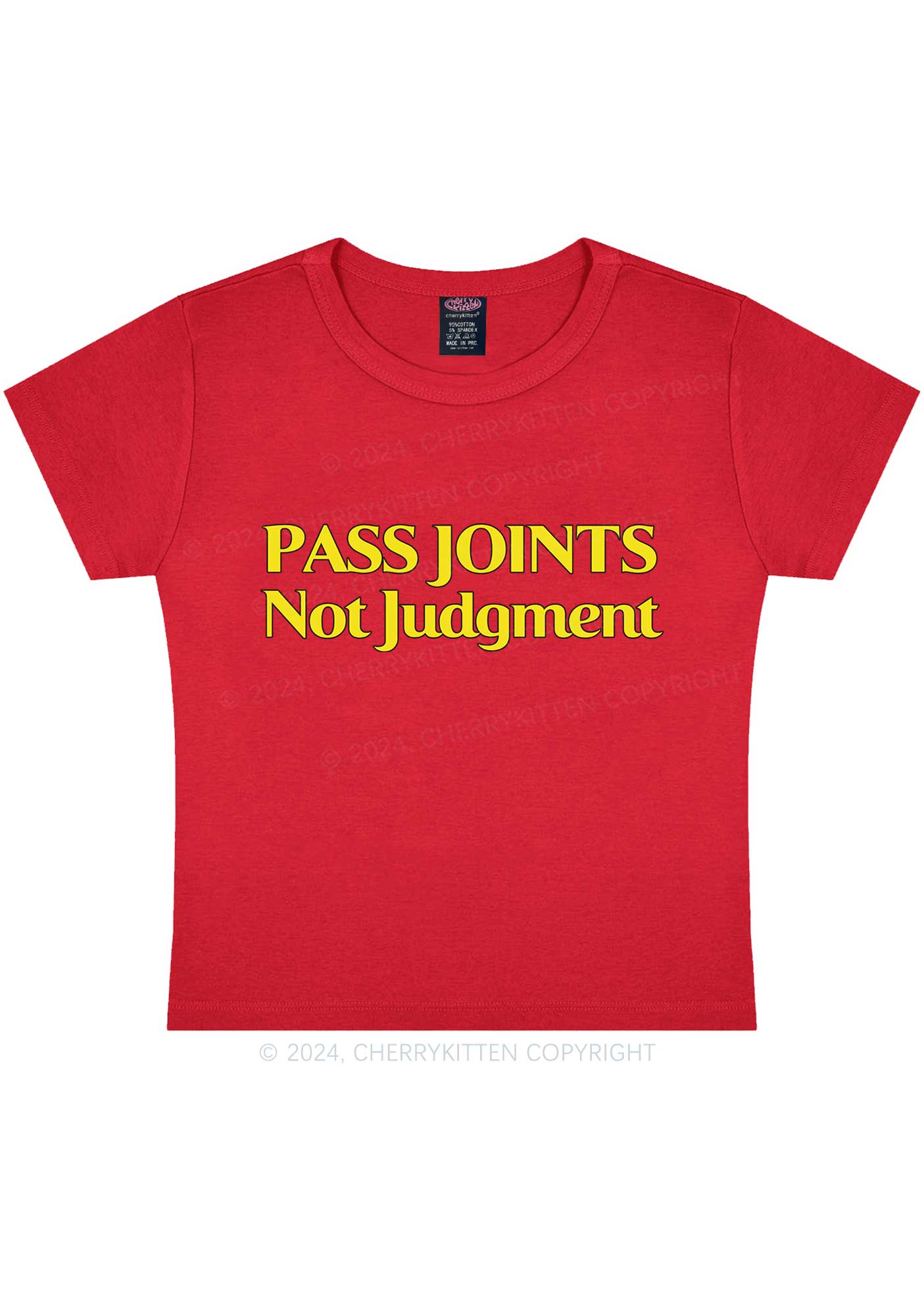 Pass Joints Not Judgment Y2K Baby Tee Cherrykitten - Image 5