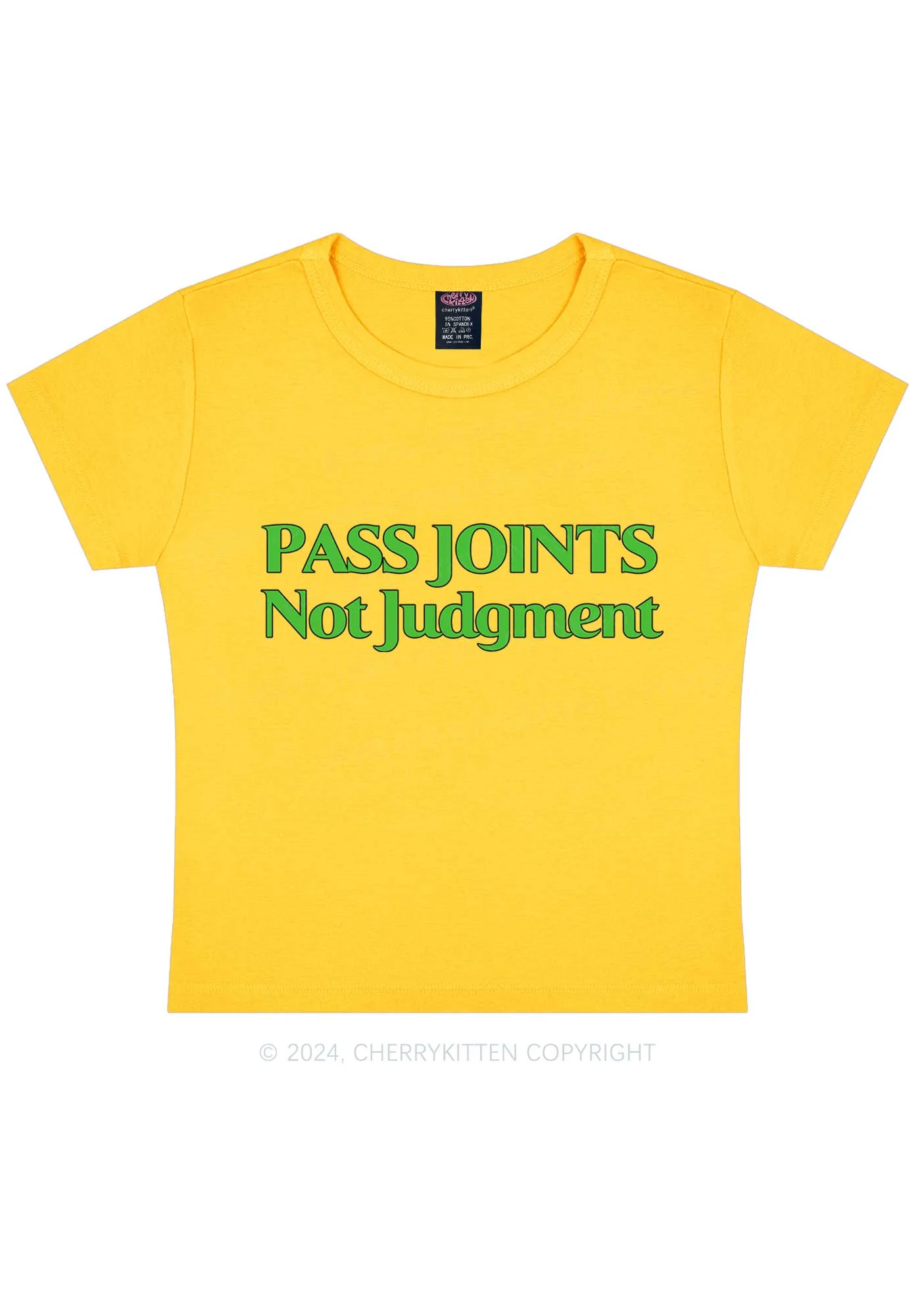 Pass Joints Not Judgment Y2K Baby Tee Cherrykitten - Image 6