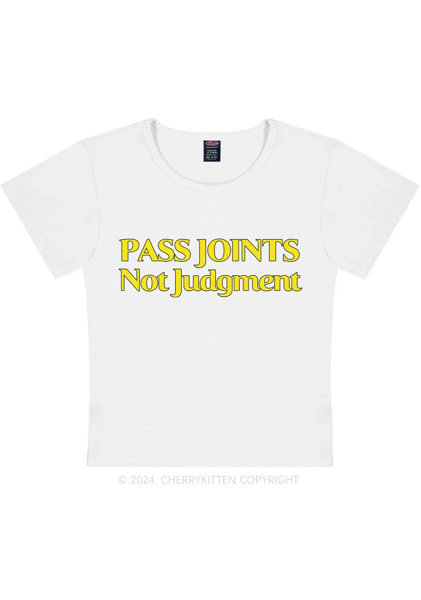 Pass Joints Not Judgment Y2K Baby Tee Cherrykitten - Image 9