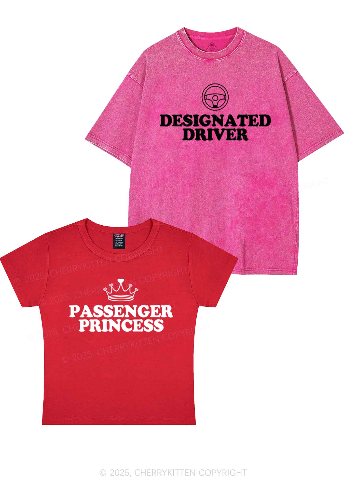 Passenger Princess Designated Driver Y2K Valentine's Day Couple Shirt Cherrykitten - Image 4