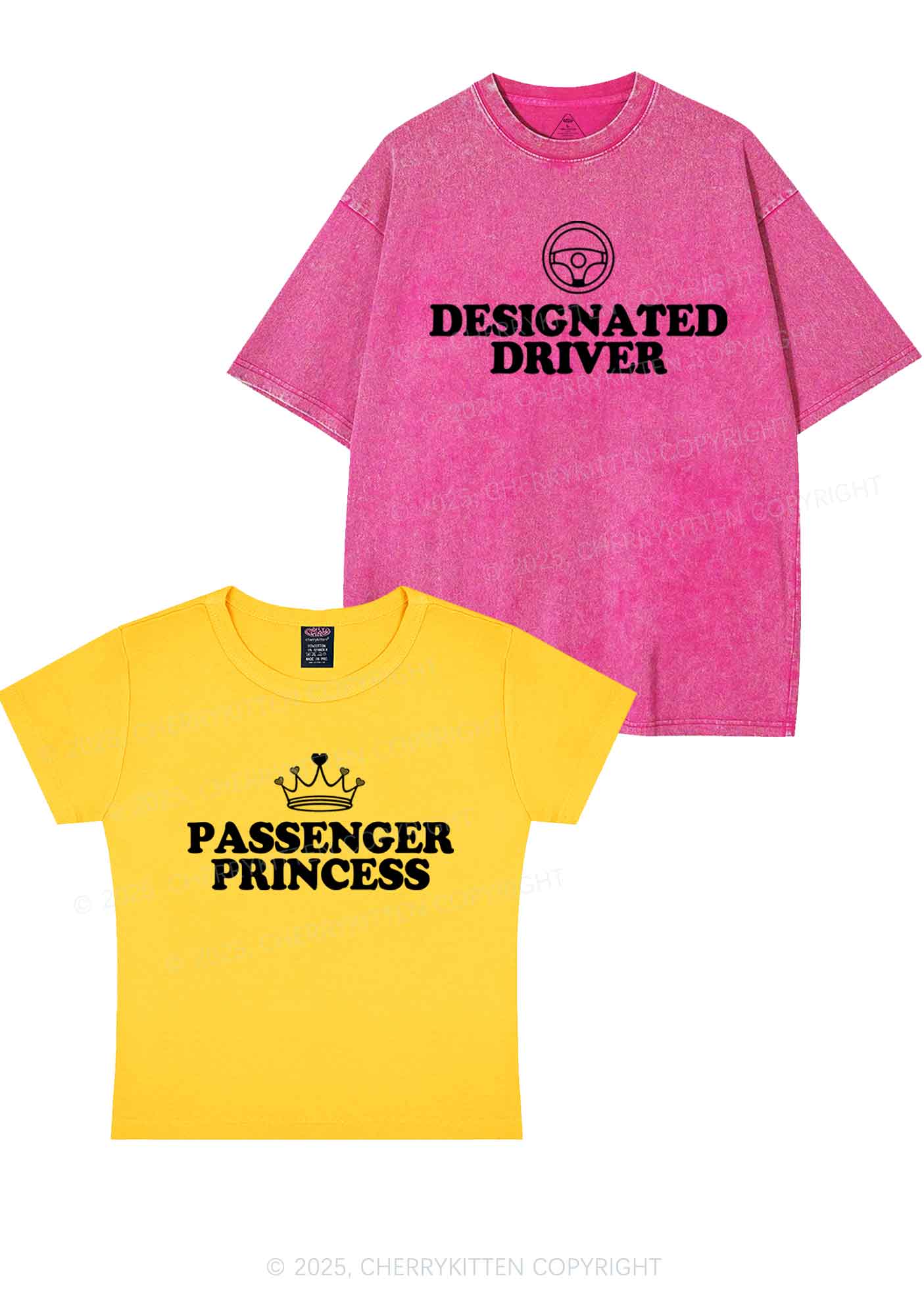 Passenger Princess Designated Driver Y2K Valentine's Day Couple Shirt Cherrykitten - Image 5