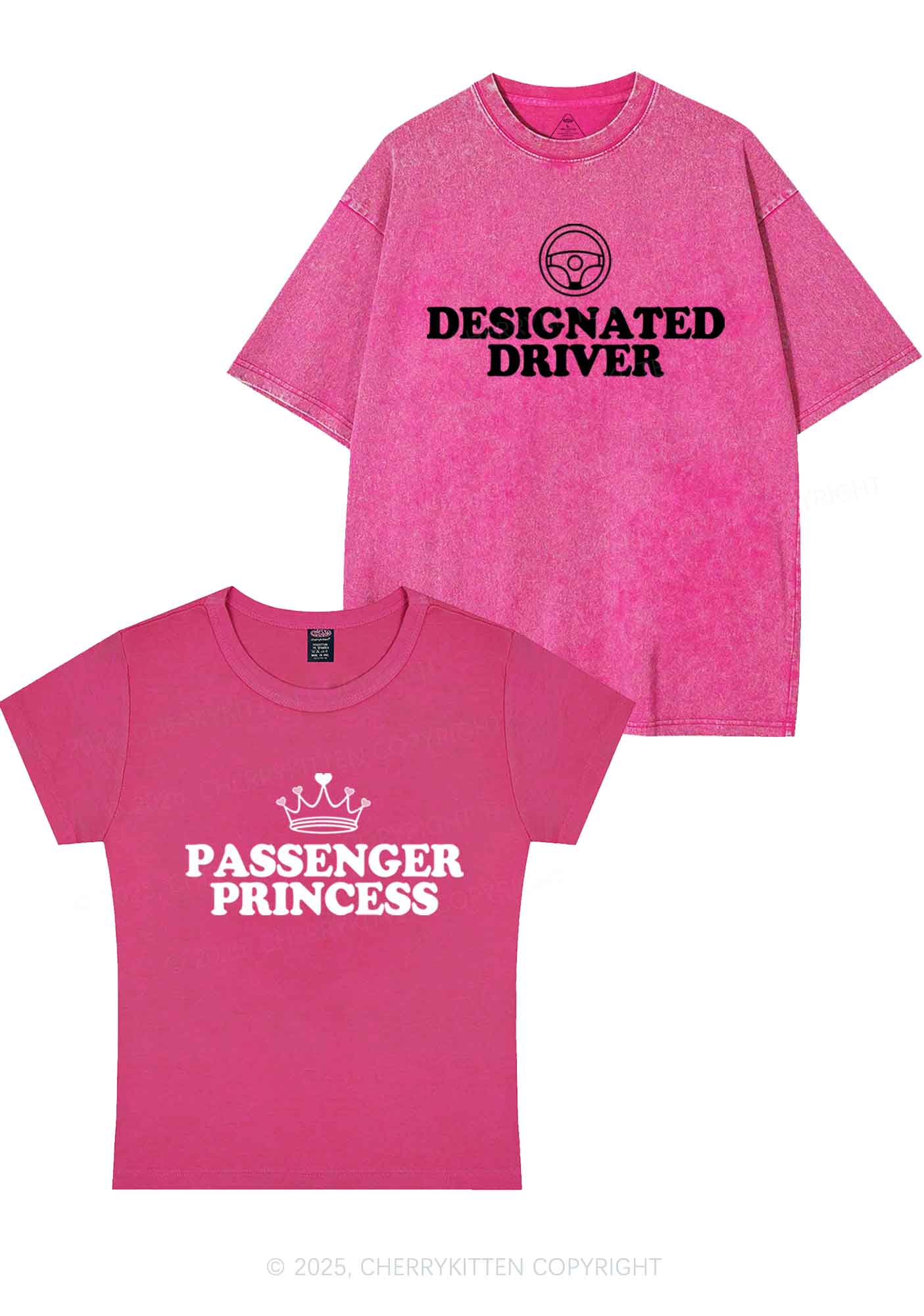 Passenger Princess Designated Driver Y2K Valentine's Day Couple Shirt Cherrykitten - Image 6