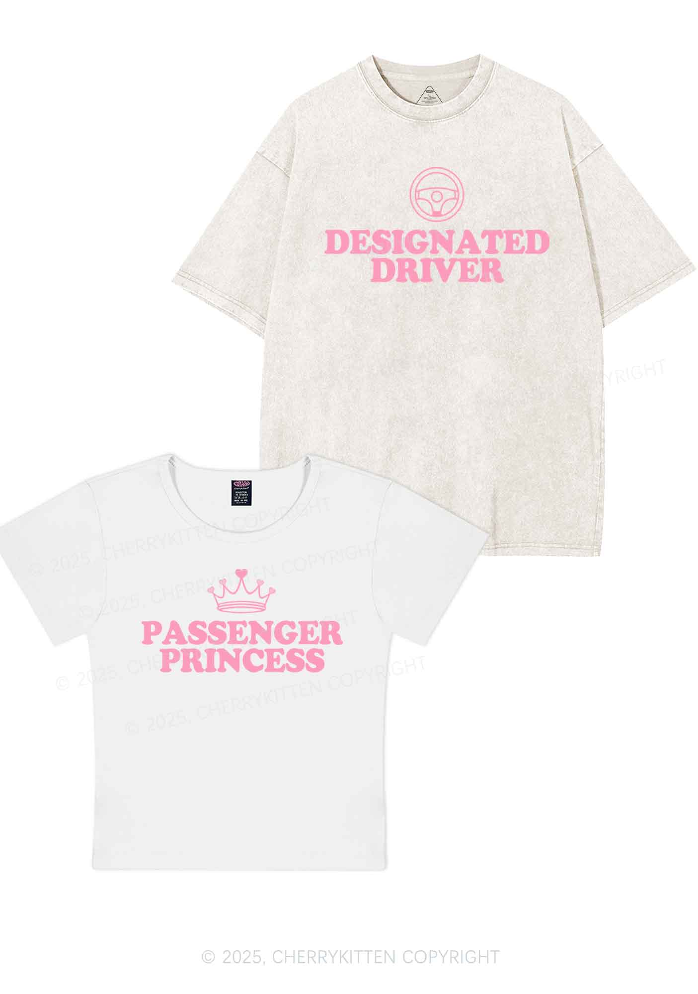 Passenger Princess Designated Driver Y2K Valentine's Day Couple Shirt Cherrykitten - Image 7