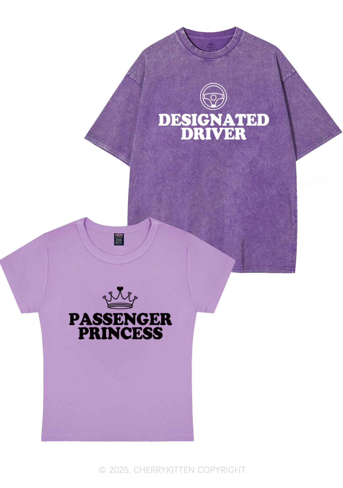 Passenger Princess Designated Driver Y2K Valentine's Day Couple Shirt Cherrykitten - Image 8