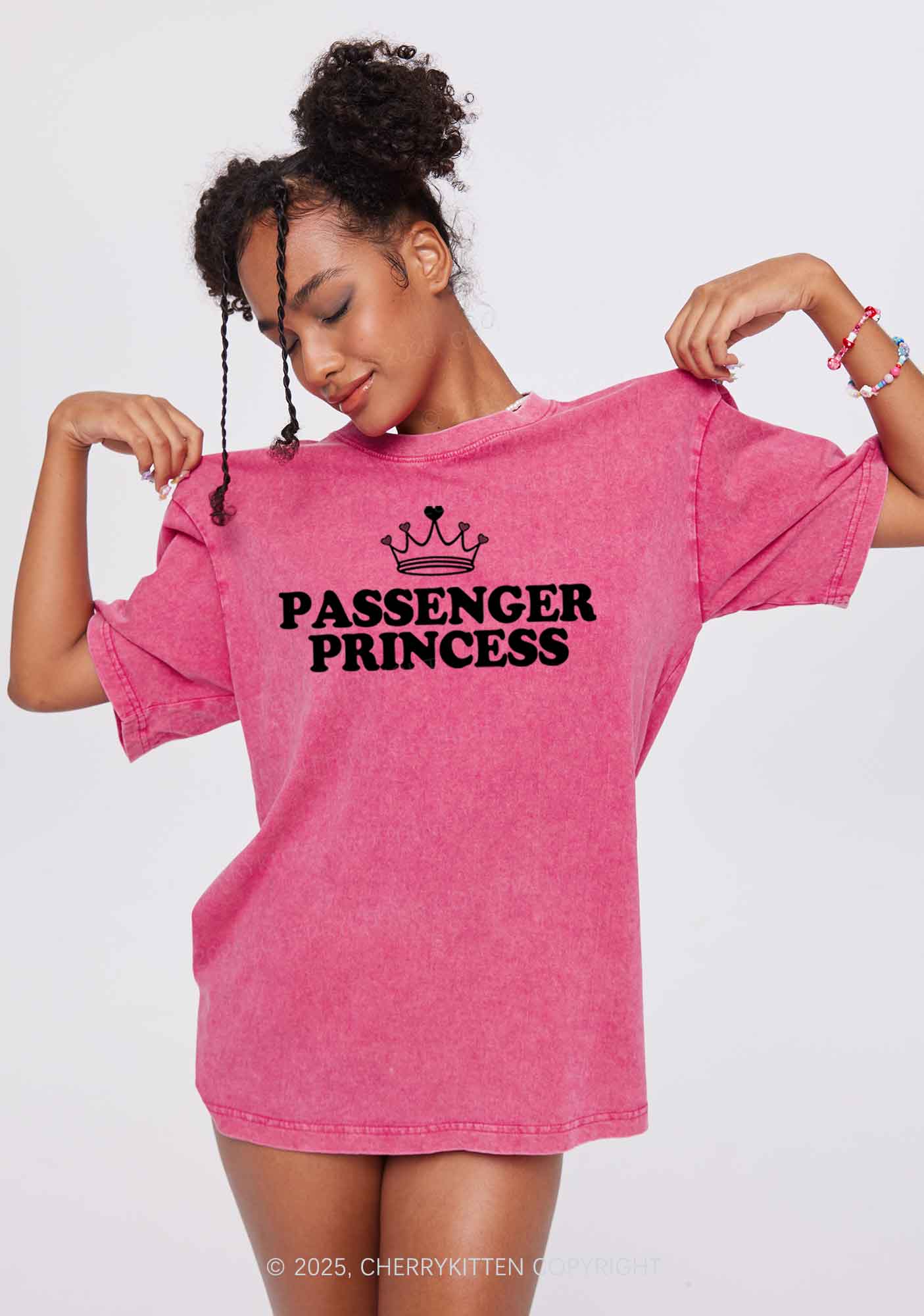 Passenger Princess Designated Driver Y2K Valentine's Day Washed Tee Cherrykitten - Image 3