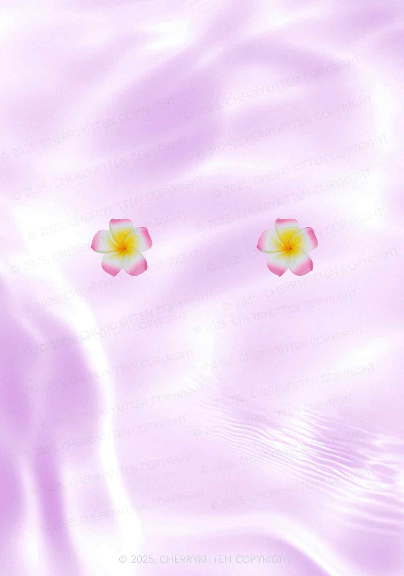 Pastel Plumeria Sparkle Y2K Print Bikini Set Cherrykitten - Image 2