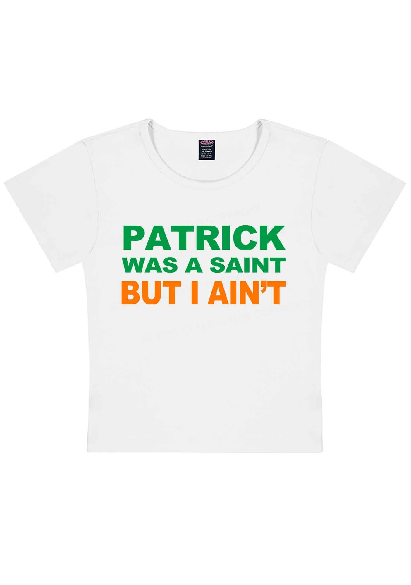 Patrick Was A Saint St Patricks Y2K Baby Tee Cherrykitten - Image 3