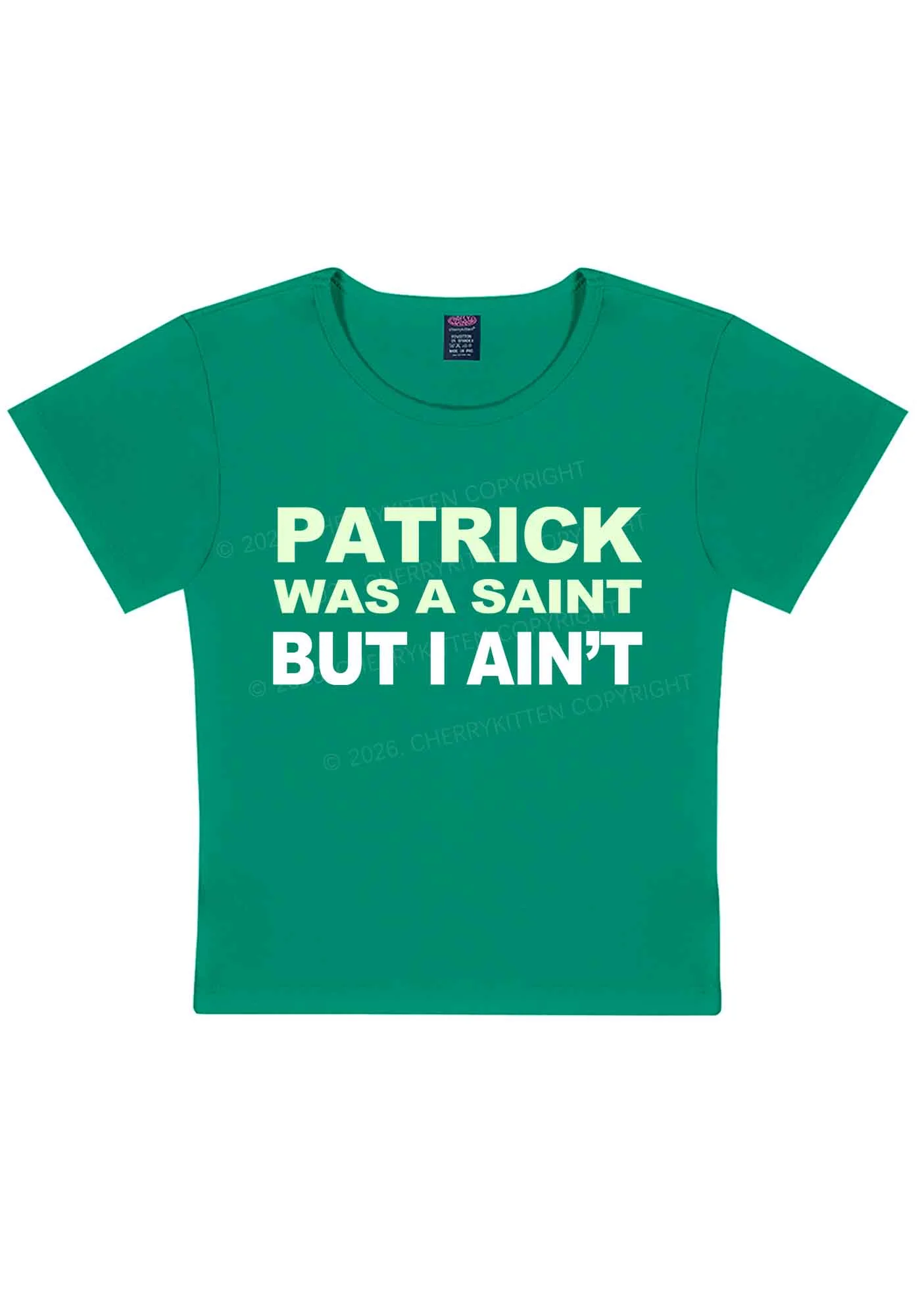 Patrick Was A Saint St Patricks Y2K Baby Tee Cherrykitten - Image 4