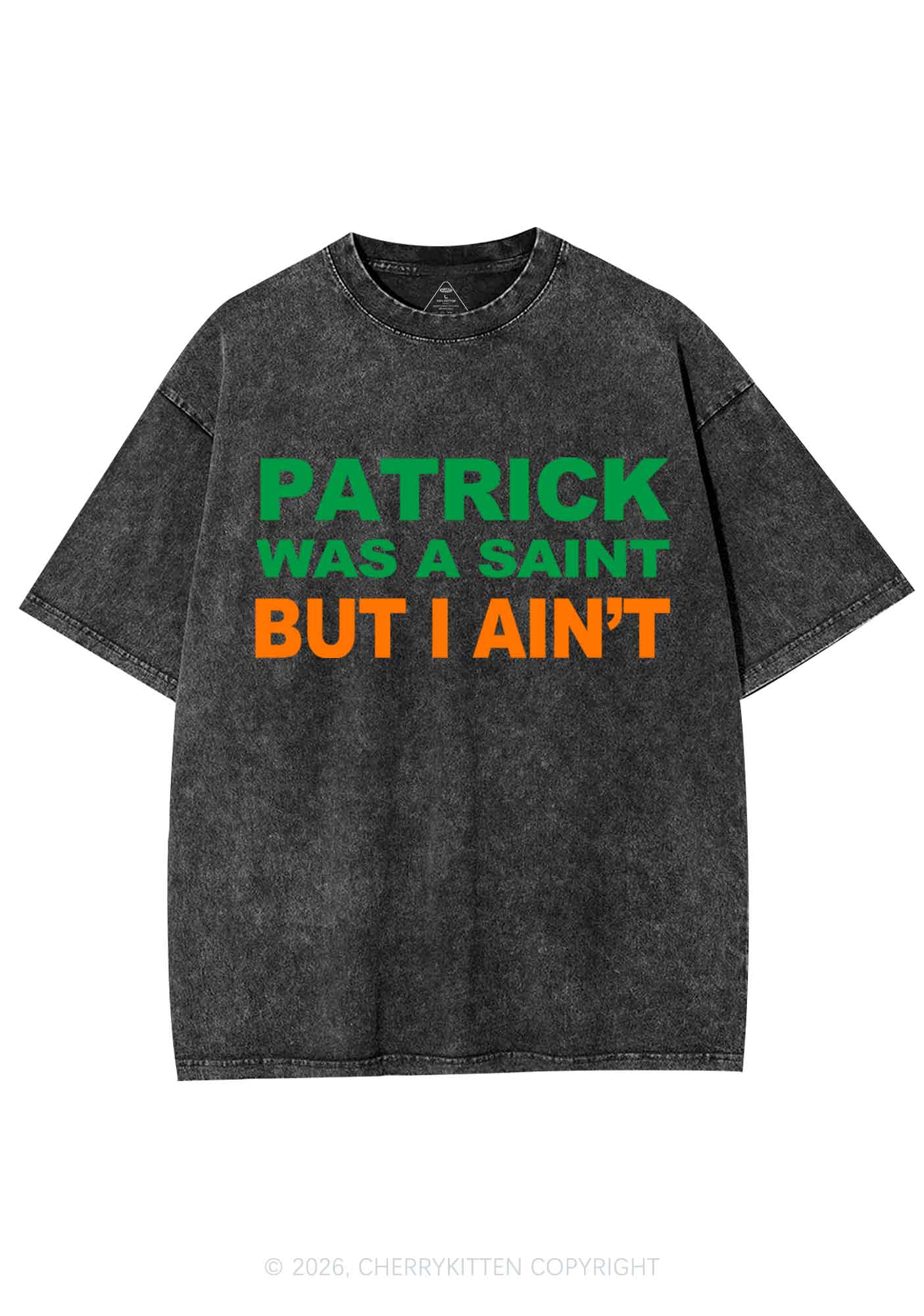 Patrick Was A Saint St Patricks Y2K Shirts Washed Tee Cherrykitten - Image 3