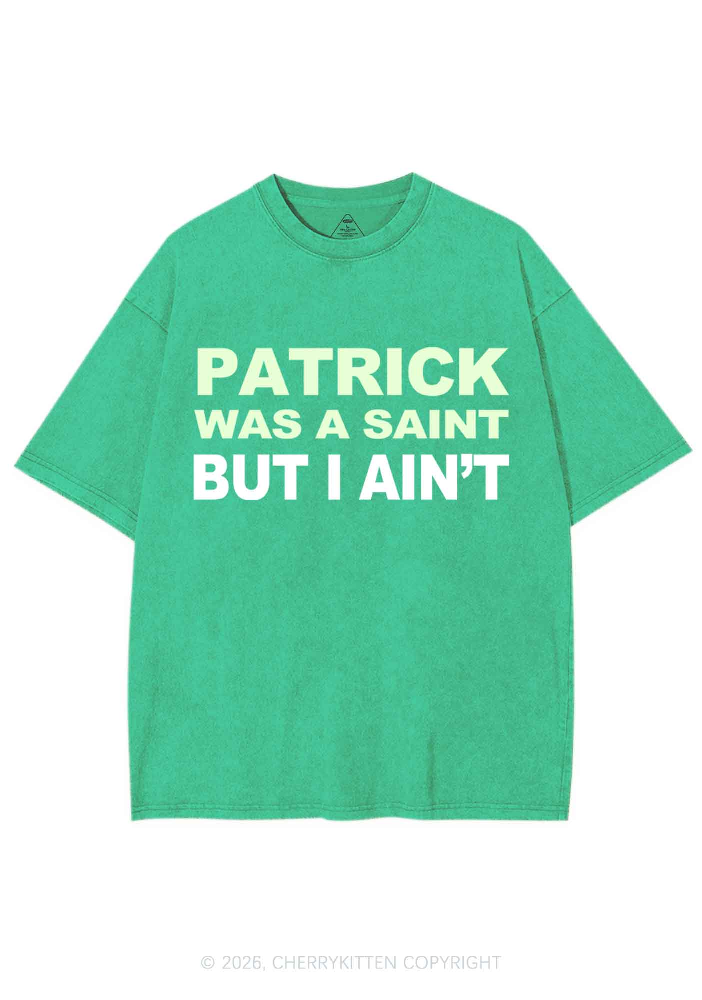 Patrick Was A Saint St Patricks Y2K Shirts Washed Tee Cherrykitten - Image 4