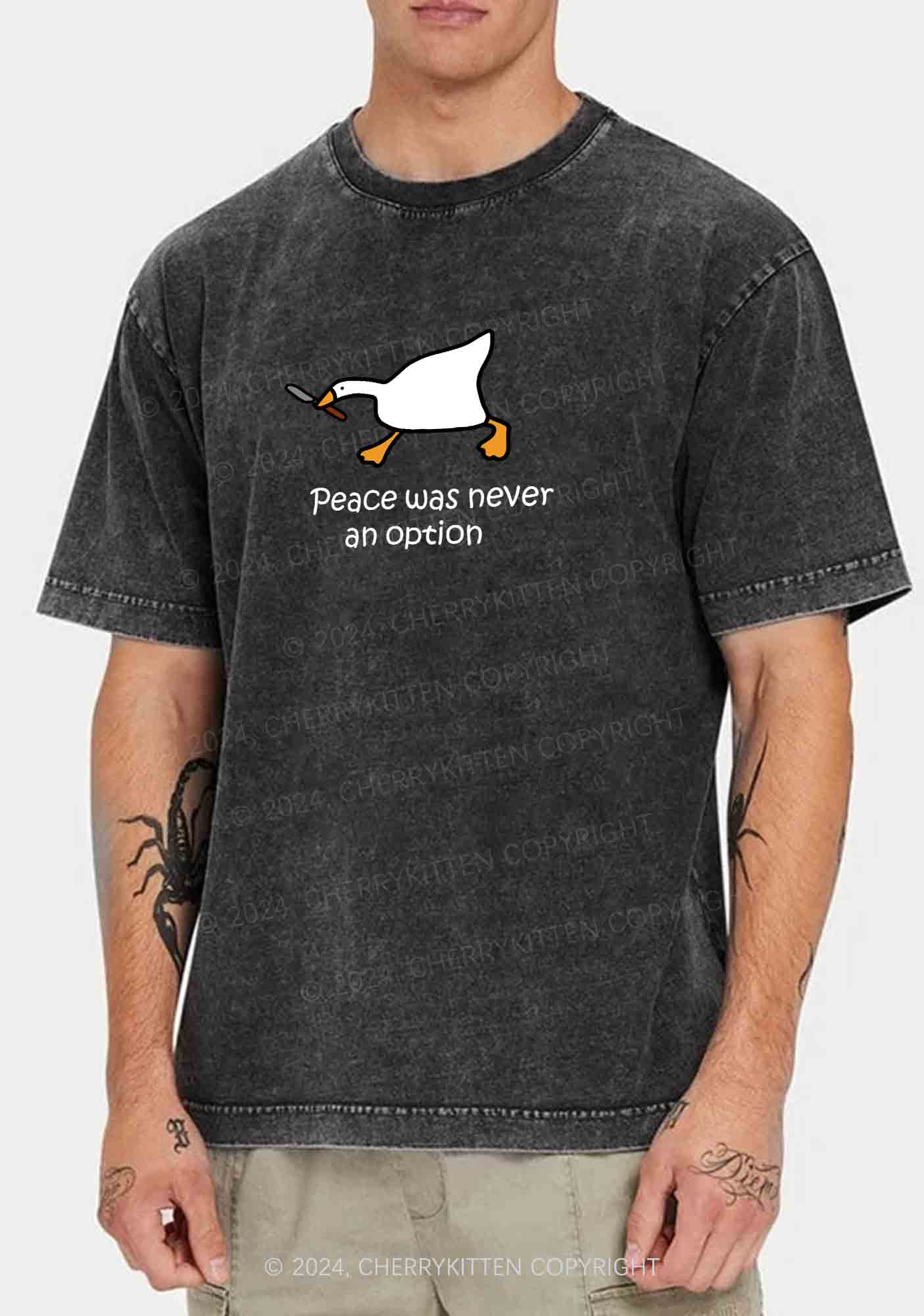 Peace Was Never An Option Y2K Washed Tee Cherrykitten - Image 2