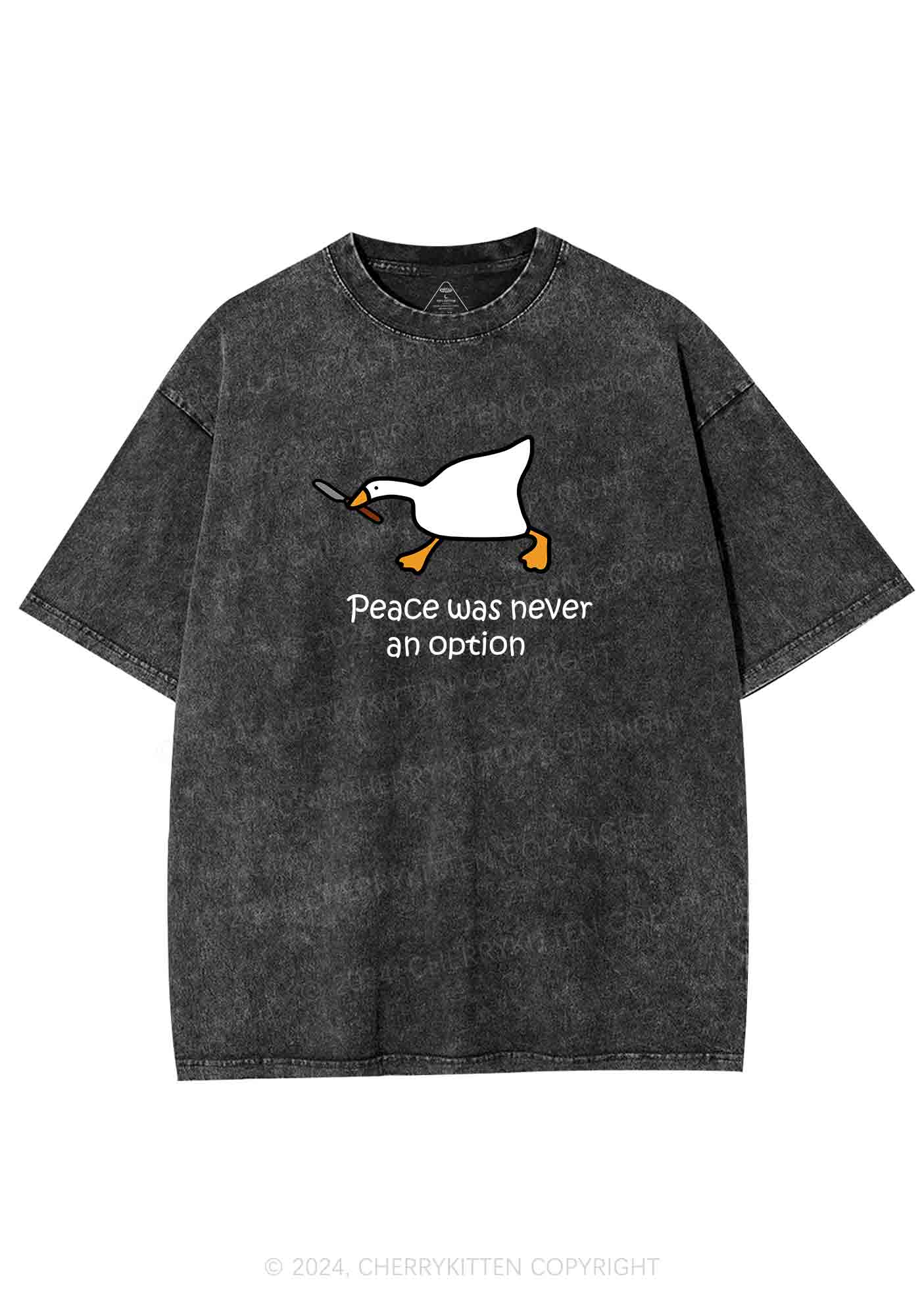 Peace Was Never An Option Y2K Washed Tee Cherrykitten - Image 3