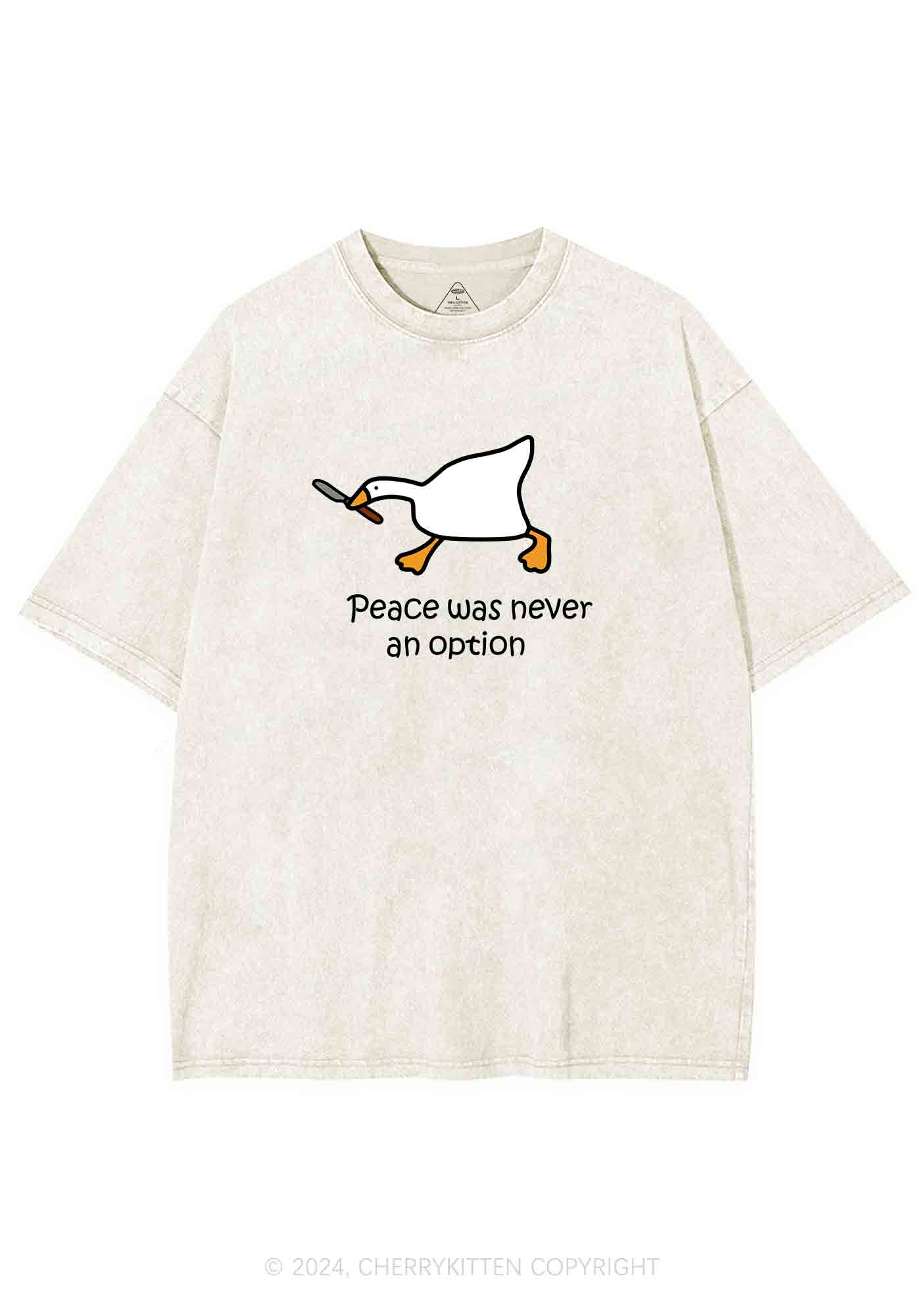 Peace Was Never An Option Y2K Washed Tee Cherrykitten - Image 4