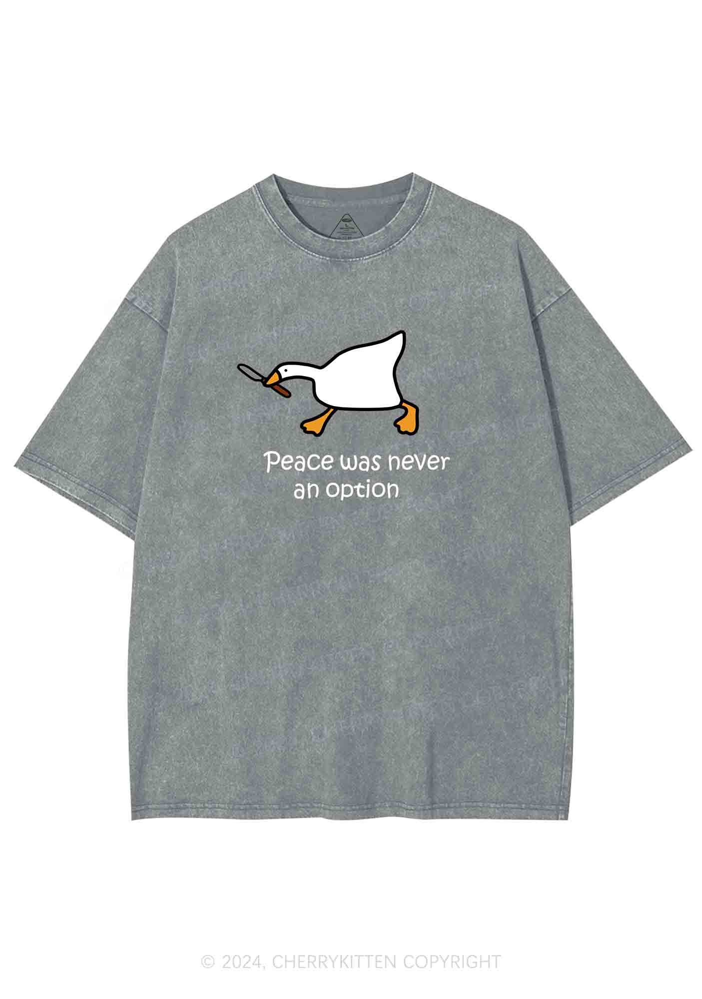 Peace Was Never An Option Y2K Washed Tee Cherrykitten - Image 6