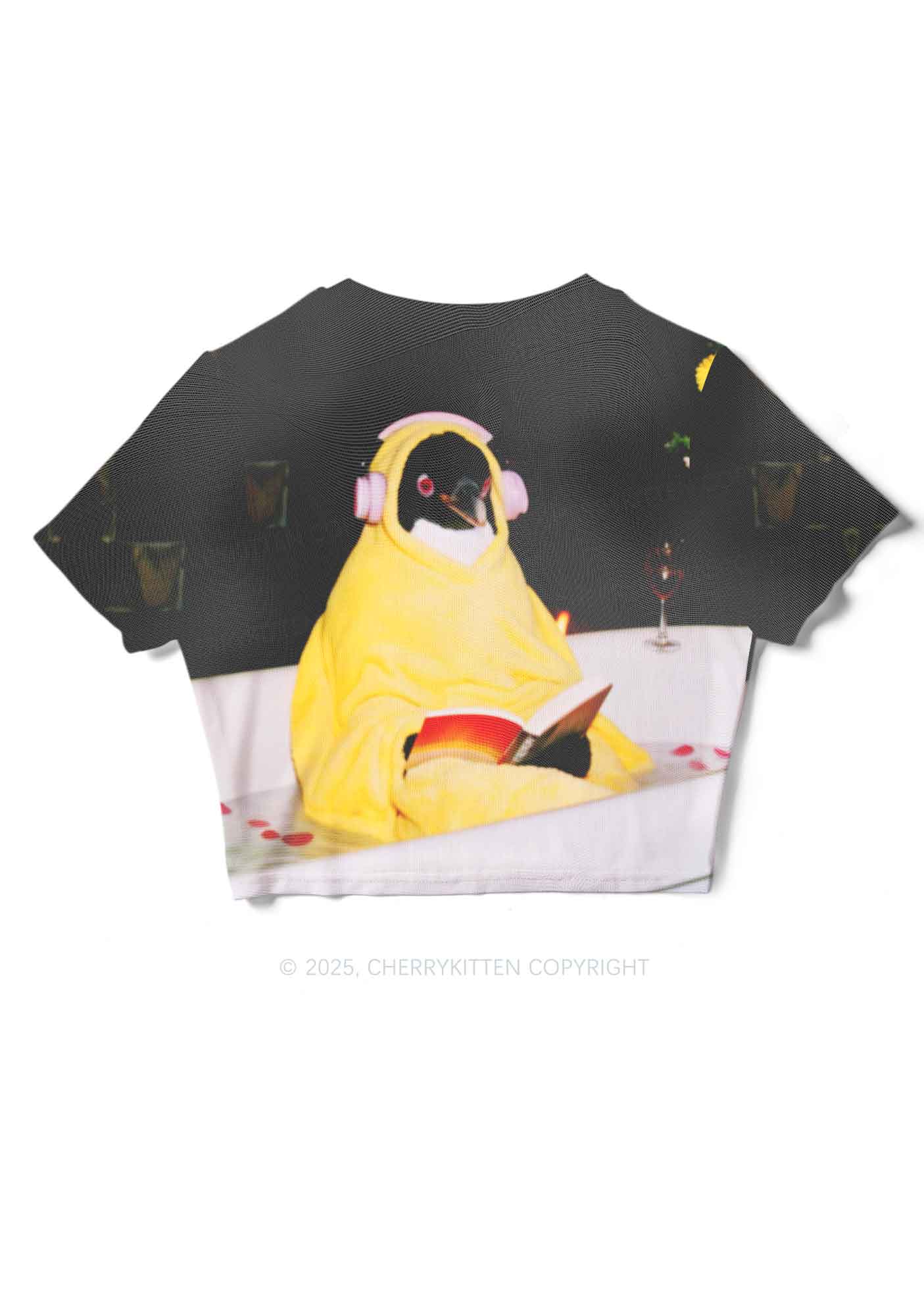 Penguin Bathing Y2K Mesh Crop Top Cherrykitten - Image 2