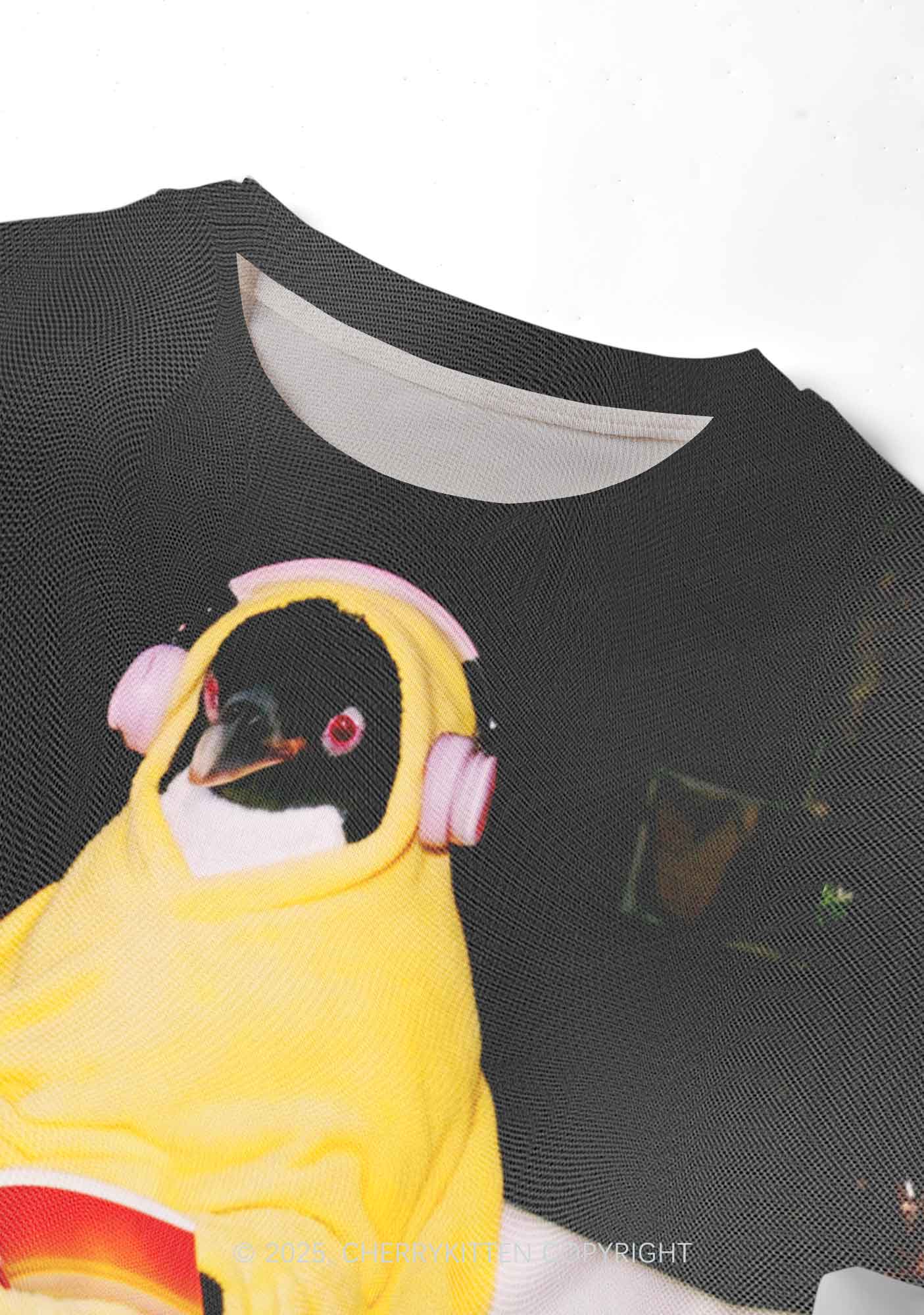 Penguin Bathing Y2K Mesh Crop Top Cherrykitten - Image 4