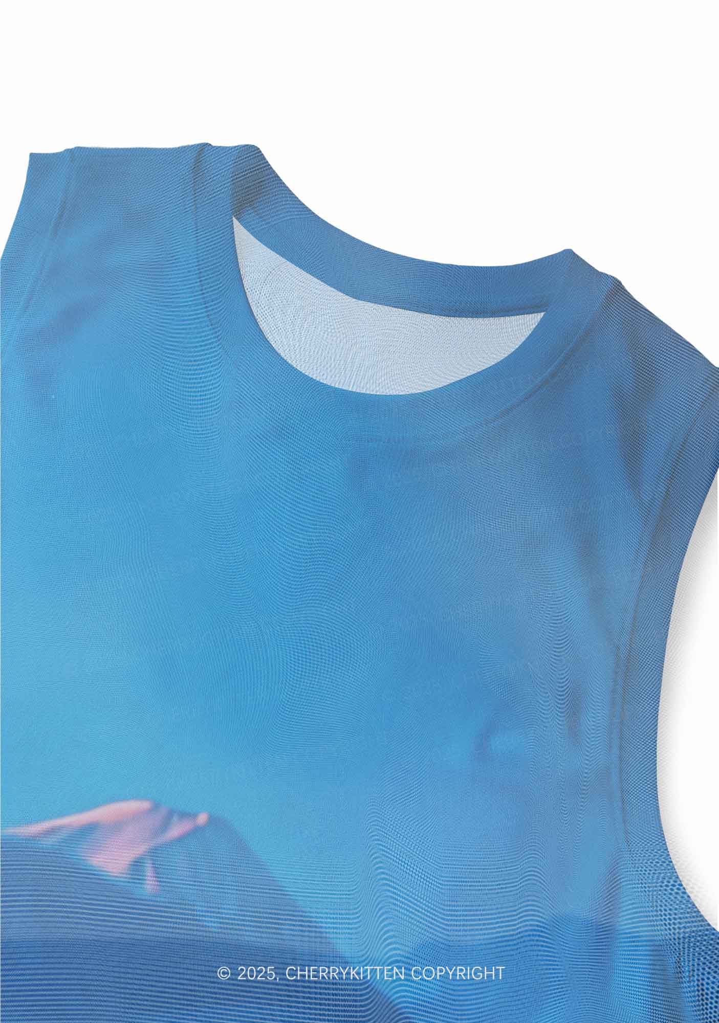 Penguin Reading Book Y2K Mesh Muscle Tank Cherrykitten - Image 3