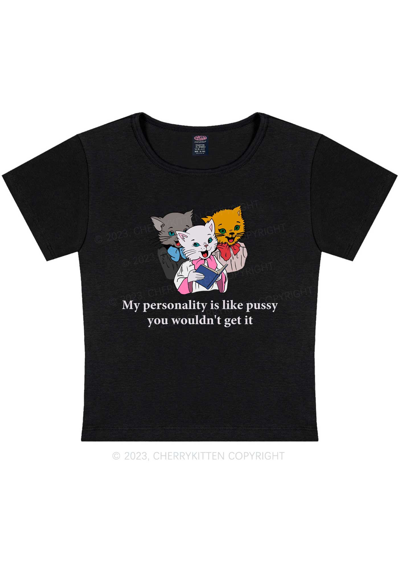 Personality Like Puxxy Y2K Baby Tee Cherrykitten - Image 3