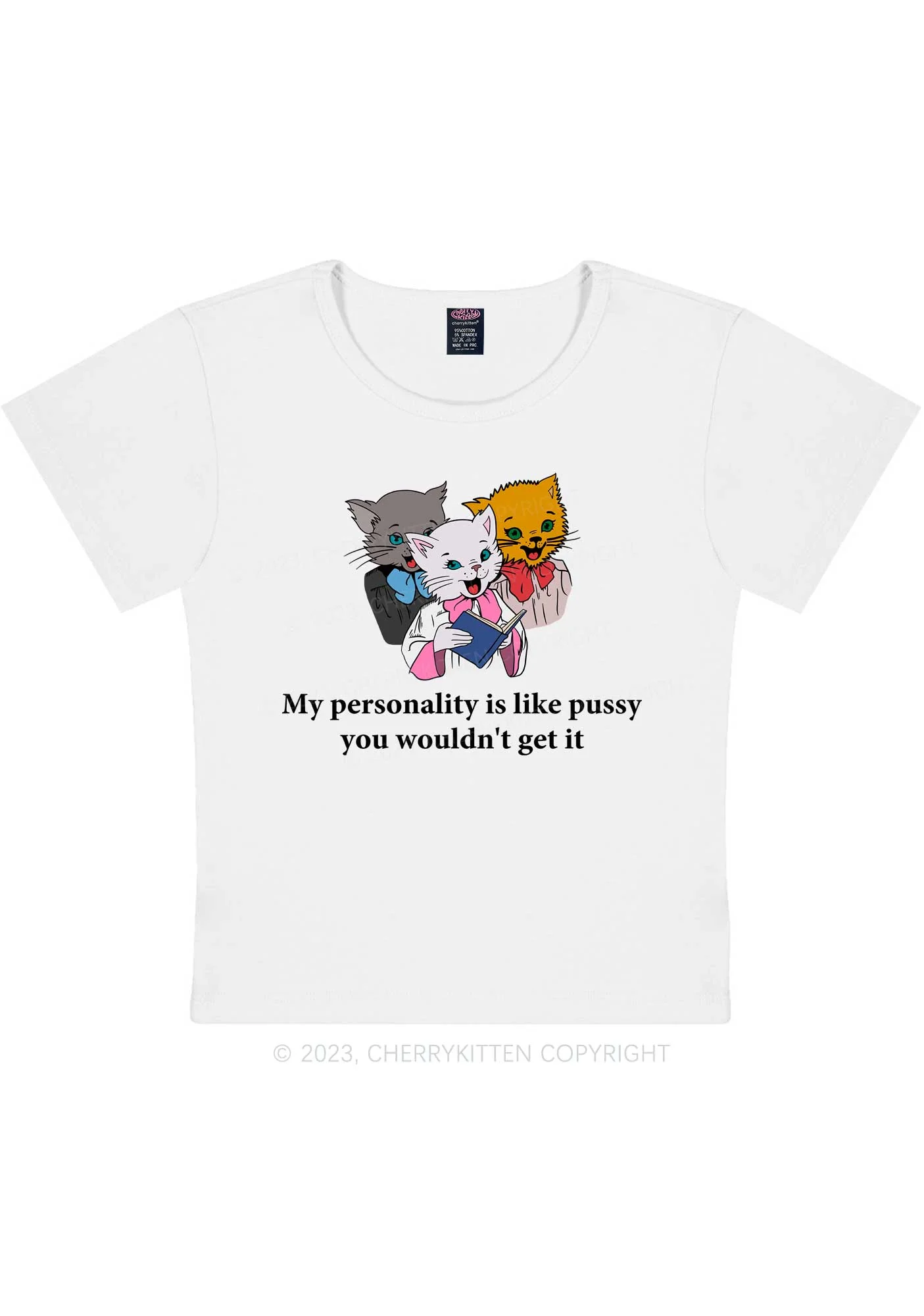 Personality Like Puxxy Y2K Baby Tee Cherrykitten - Image 4