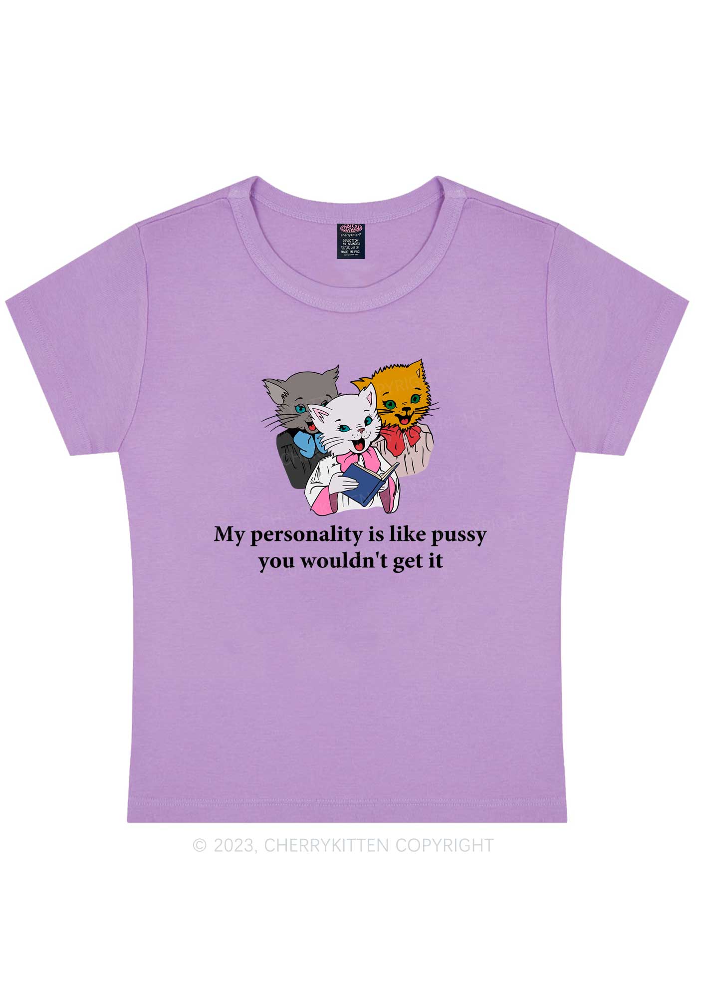Personality Like Puxxy Y2K Baby Tee Cherrykitten - Image 5