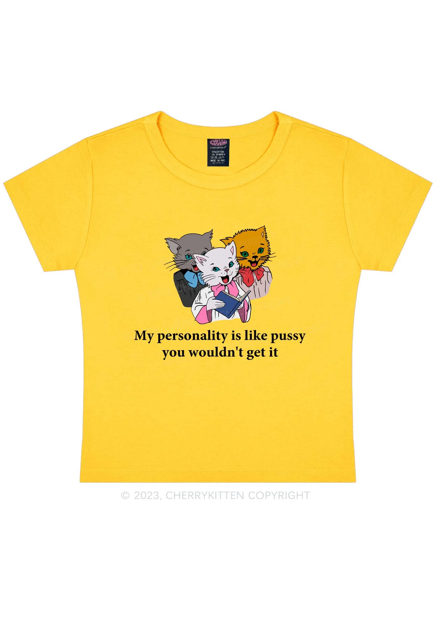 Personality Like Puxxy Y2K Baby Tee Cherrykitten - Image 6