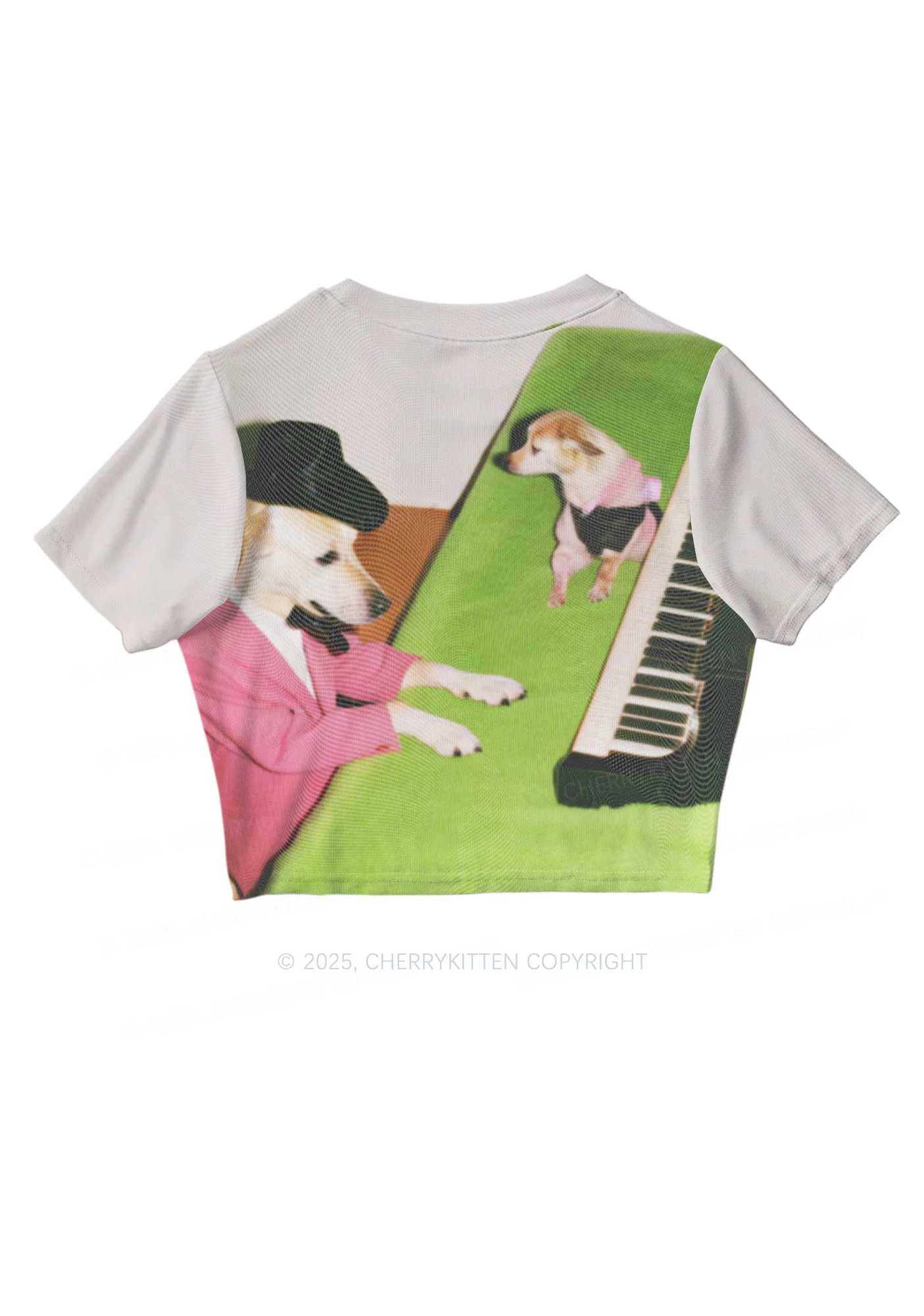 Piano Pups Y2K Mesh Crop Top Cherrykitten - Image 3
