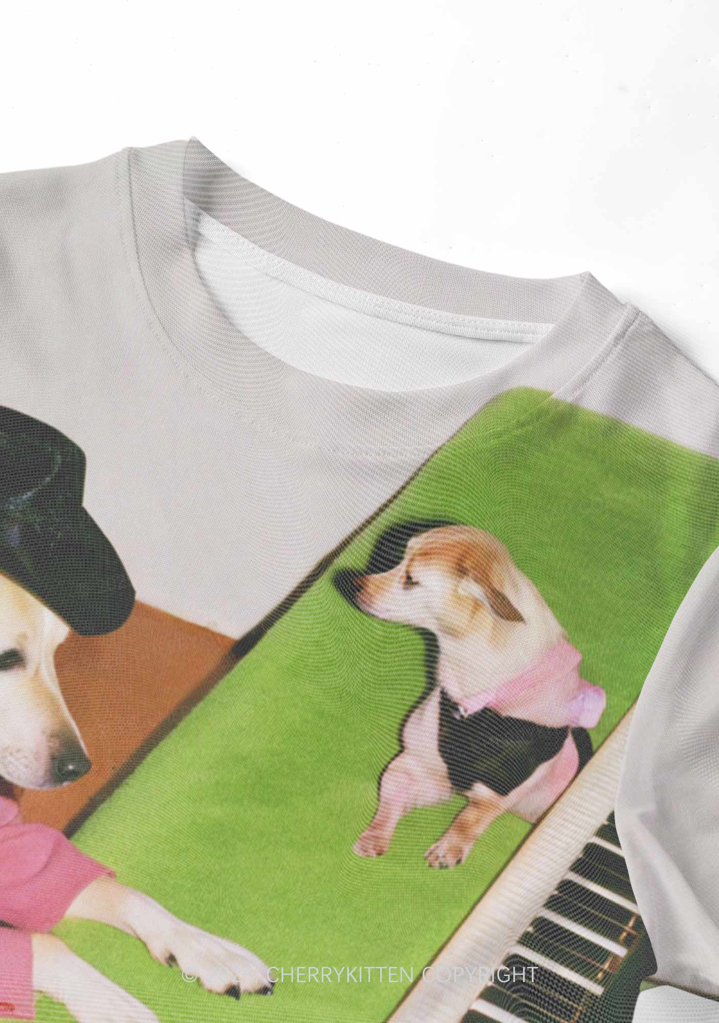 Piano Pups Y2K Mesh Crop Top Cherrykitten - Image 4