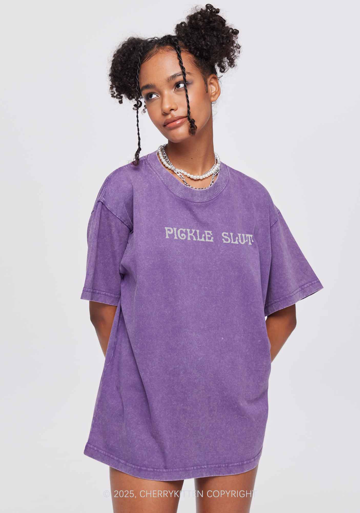 Pickle Slxt Two Sides Y2K Shirts Washed Tee Cherrykitten - Image 3