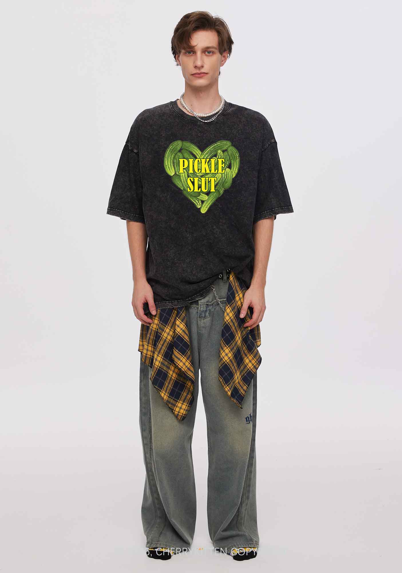 Pickle Slxt Valentine's Day Y2K Shirts Washed Tee Cherrykitten - Image 2