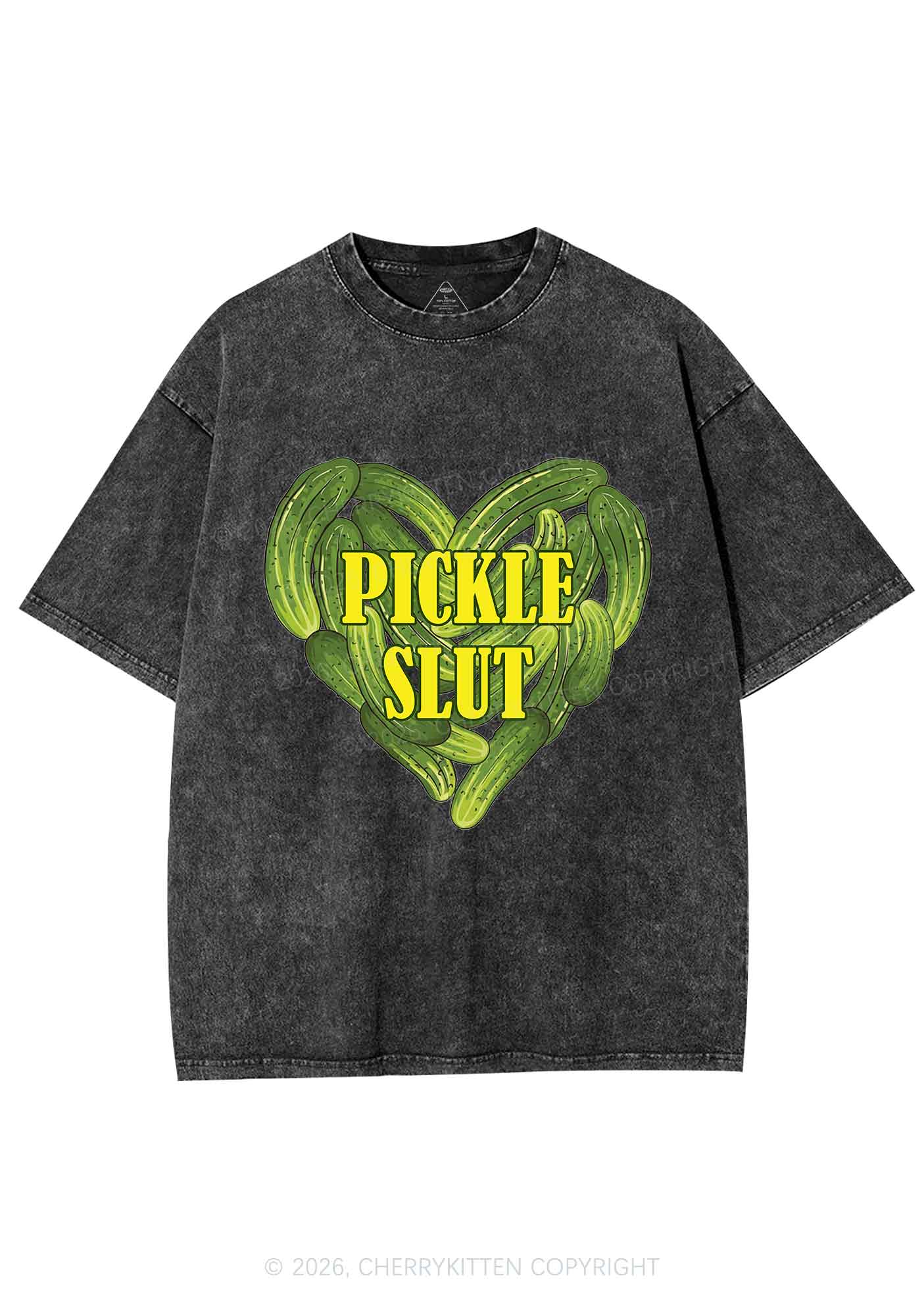 Pickle Slxt Valentine's Day Y2K Shirts Washed Tee Cherrykitten - Image 3