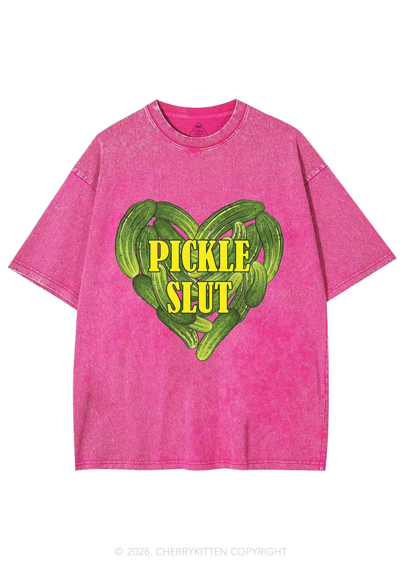 Pickle Slxt Valentine's Day Y2K Shirts Washed Tee Cherrykitten - Image 4