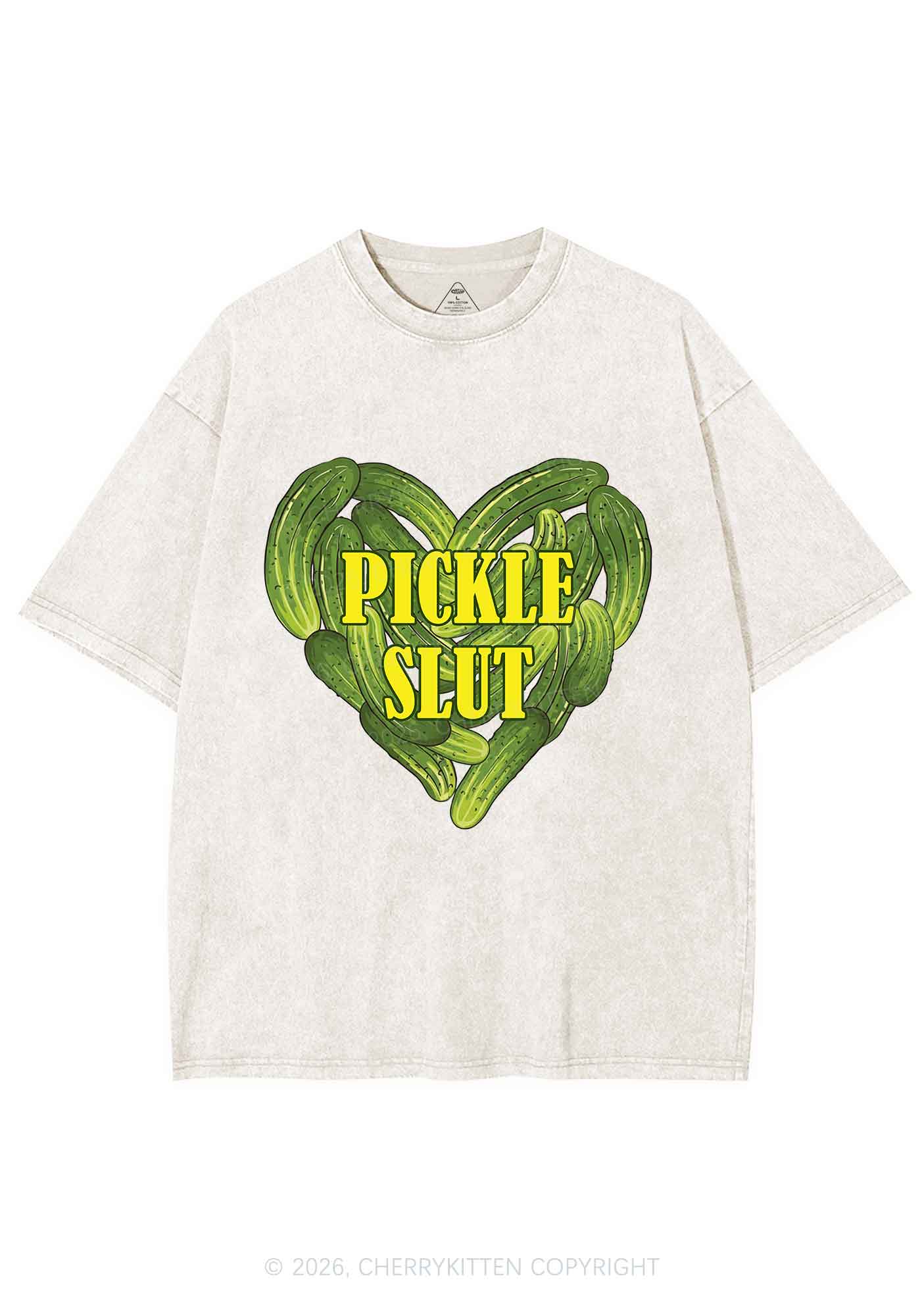 Pickle Slxt Valentine's Day Y2K Shirts Washed Tee Cherrykitten - Image 6