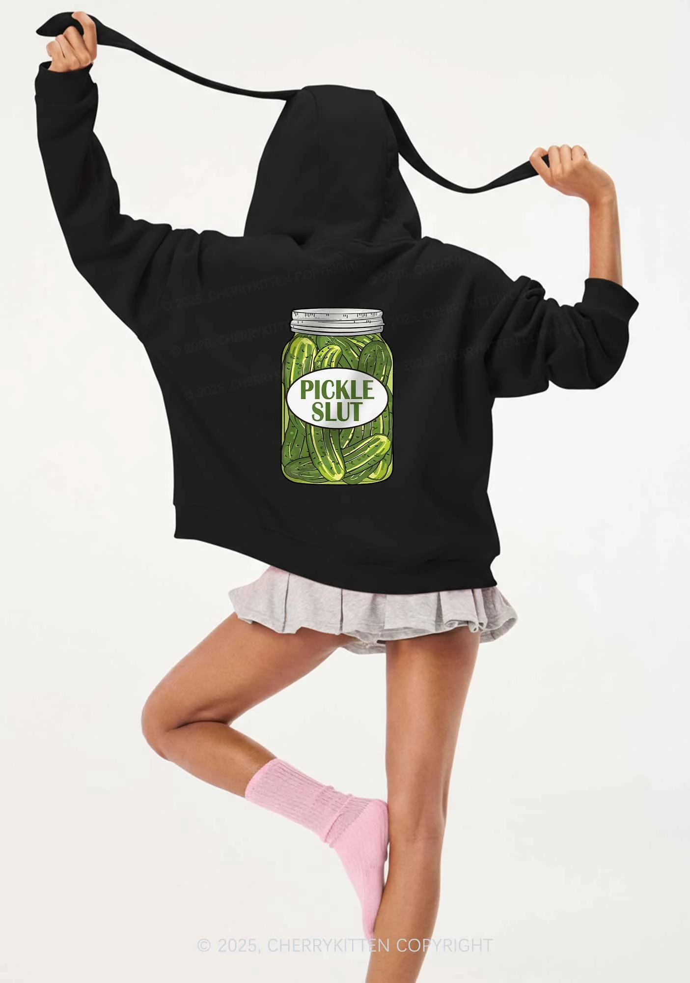 Pickle Slxt Y2K Bunny Ear Zip Hoodie Cherrykitten - Image 2