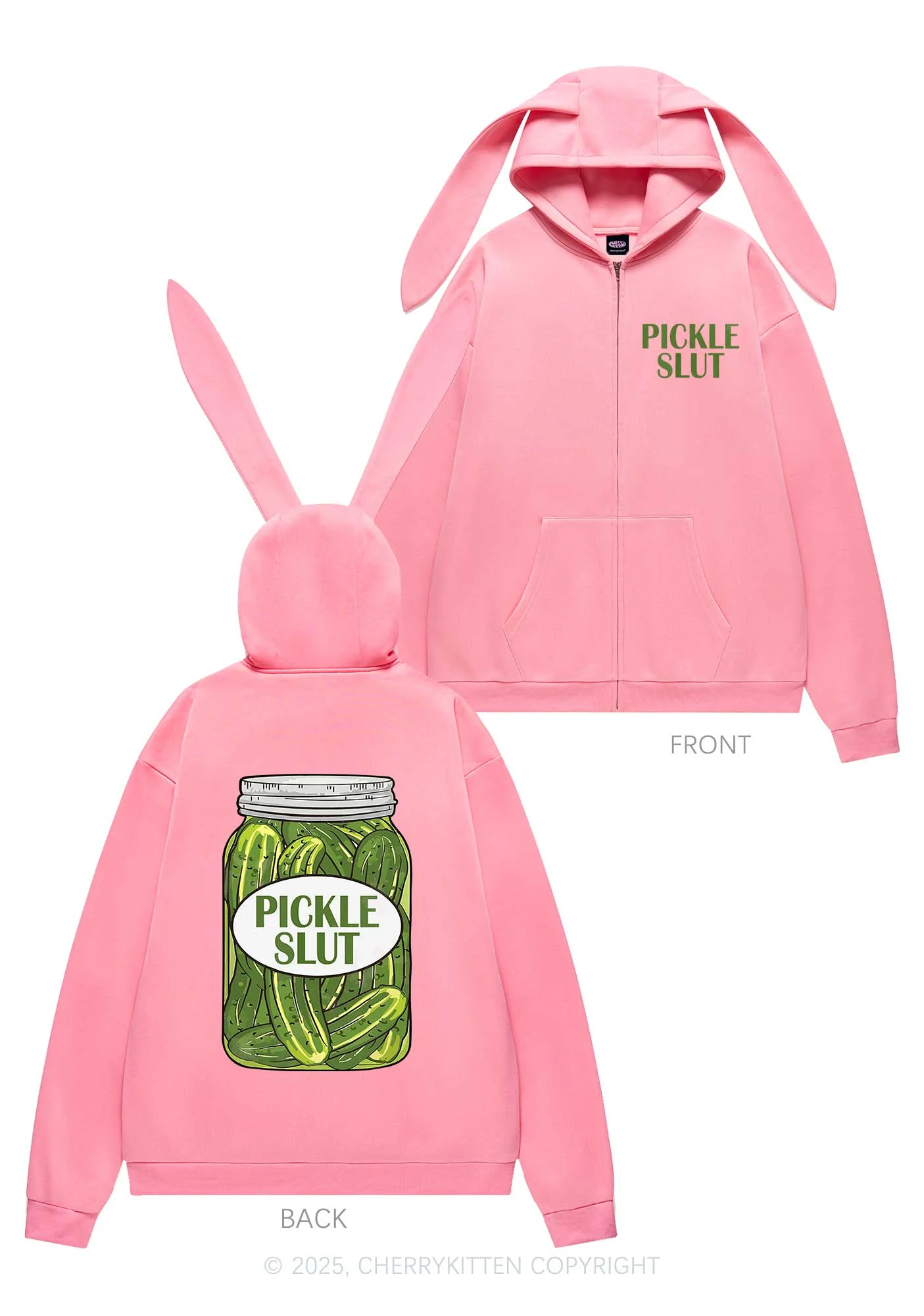 Pickle Slxt Y2K Bunny Ear Zip Hoodie Cherrykitten - Image 5