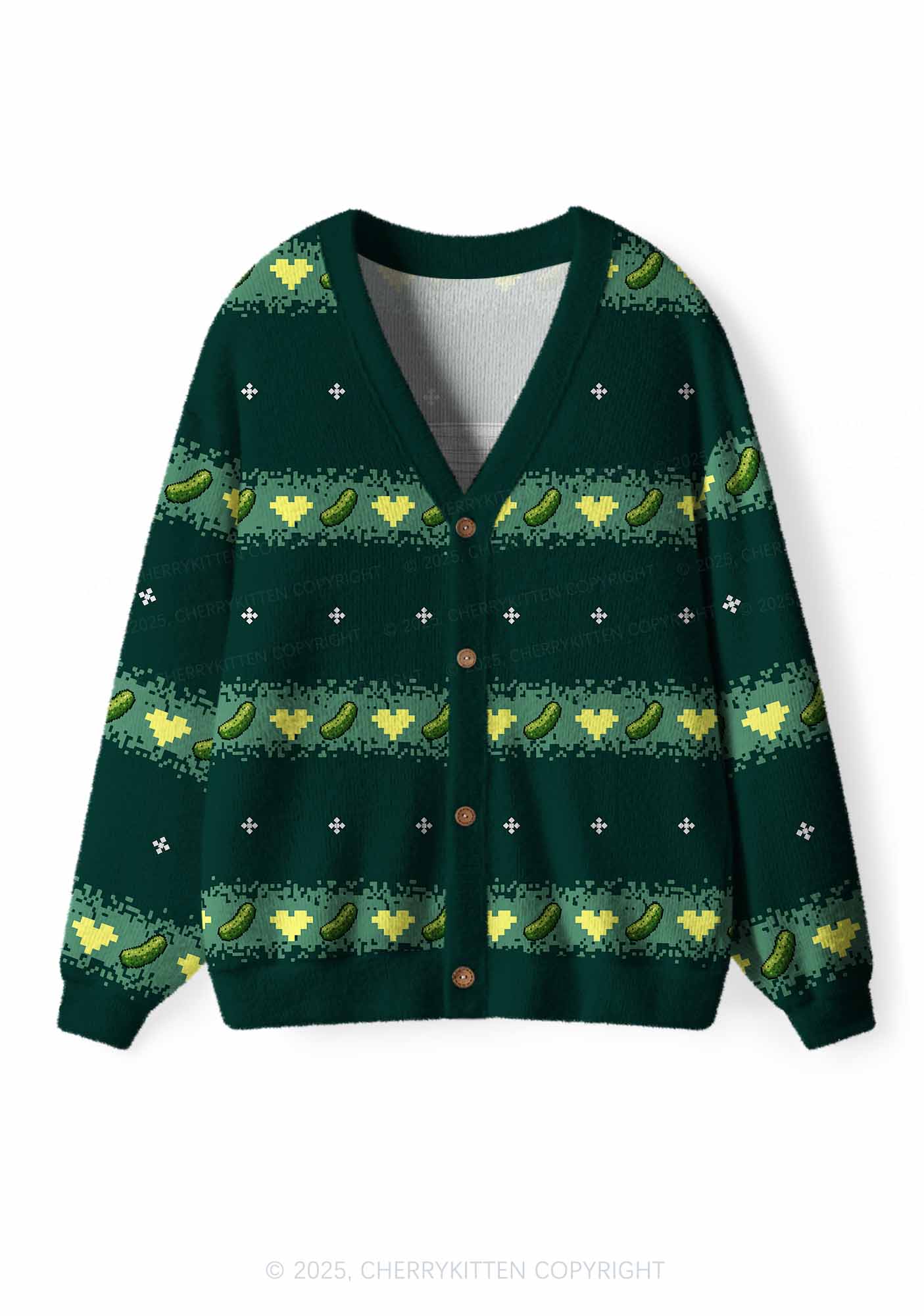 Pickle Slxt Y2K Christmas Cardigan Knit Sweatshirt Cherrykitten - Image 3