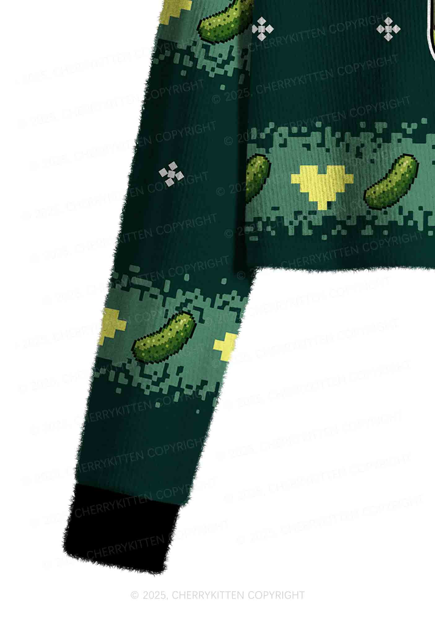Pickle Slxt Y2K Christmas Crop Knit Sweatshirt Cherrykitten - Image 5