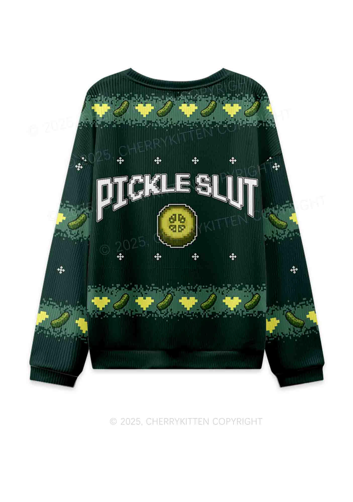 Pickle Slxt Y2K Christmas Knit Sweatshirt Cherrykitten - Image 2