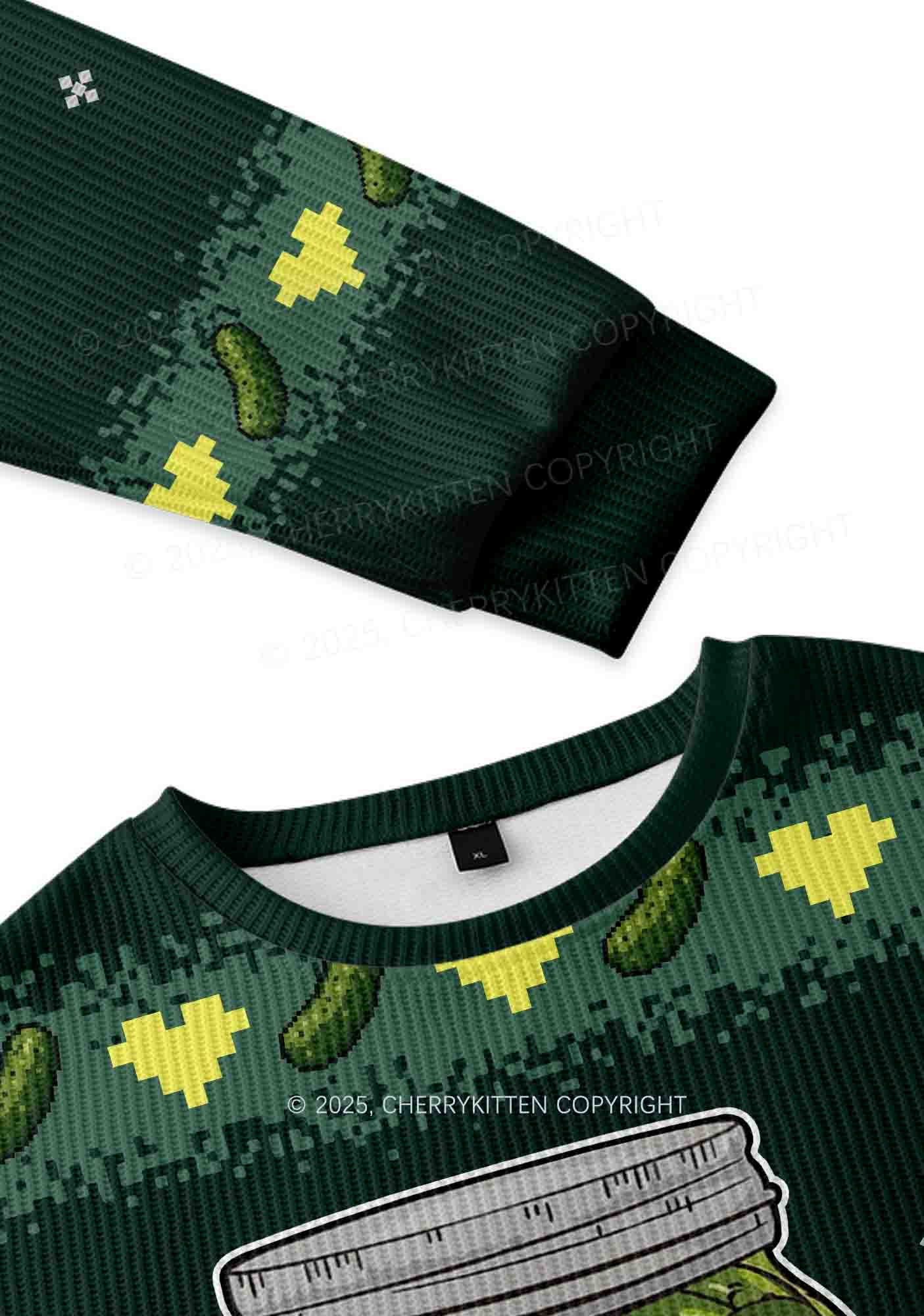 Pickle Slxt Y2K Christmas Knit Sweatshirt Cherrykitten - Image 3