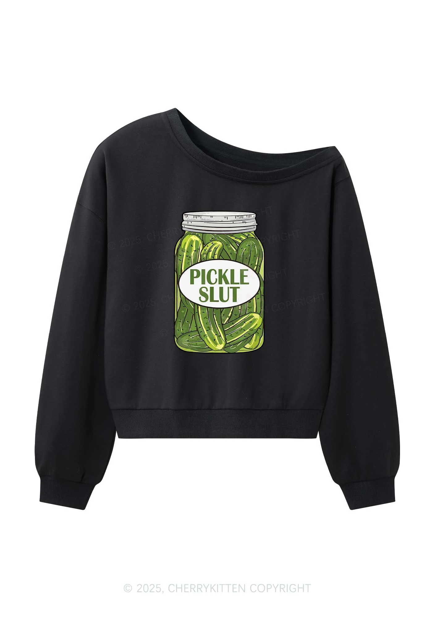Pickle Slxt Y2K Off Shoulder Sweatshirts Cherrykitten
