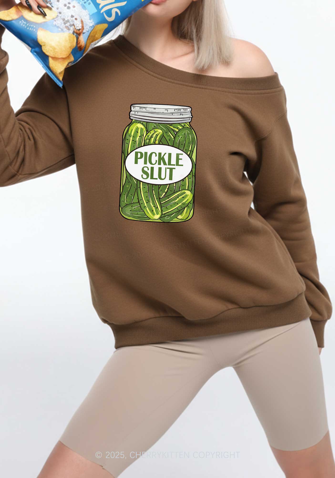 Pickle Slxt Y2K Off Shoulder Sweatshirts Cherrykitten - Image 2