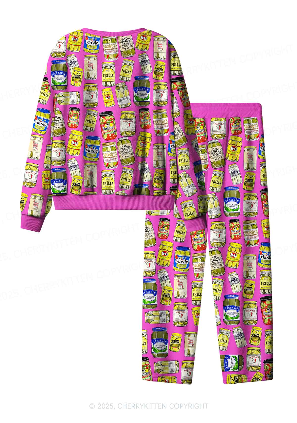 Pickle Y2K Fleece Long Sleeve Pajama Set Cherrykitten - Image 3