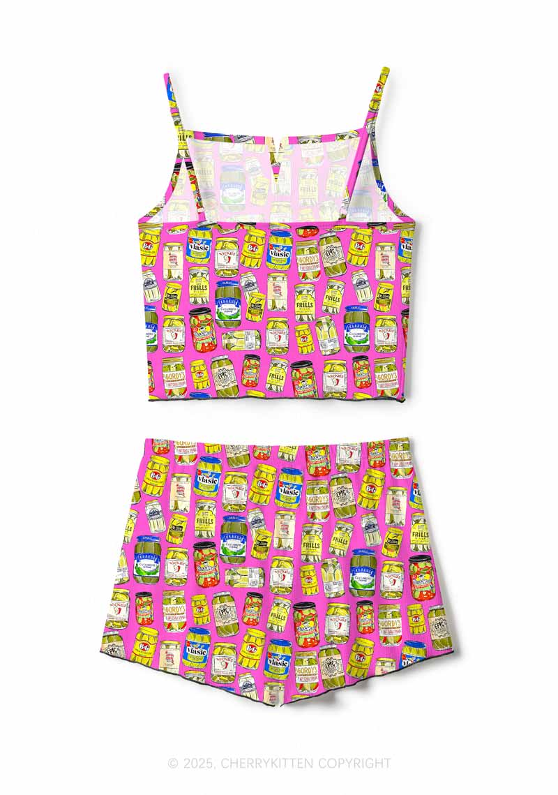 Pickle Y2K Print Cami Shorts Pajama Set Cherrykitten - Image 3
