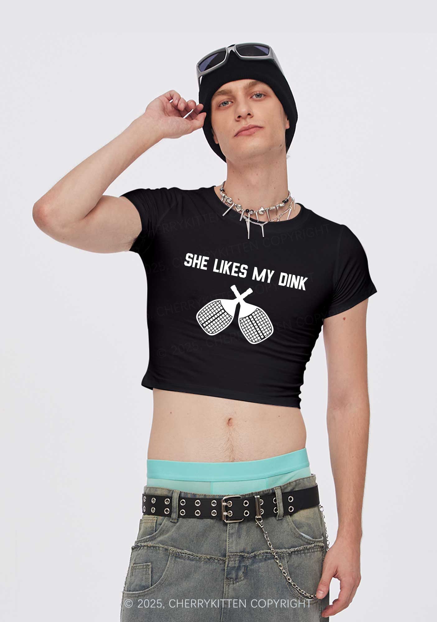 Pickleball Couple Y2K Valentine's Day Baby Tee Cherrykitten - Image 2