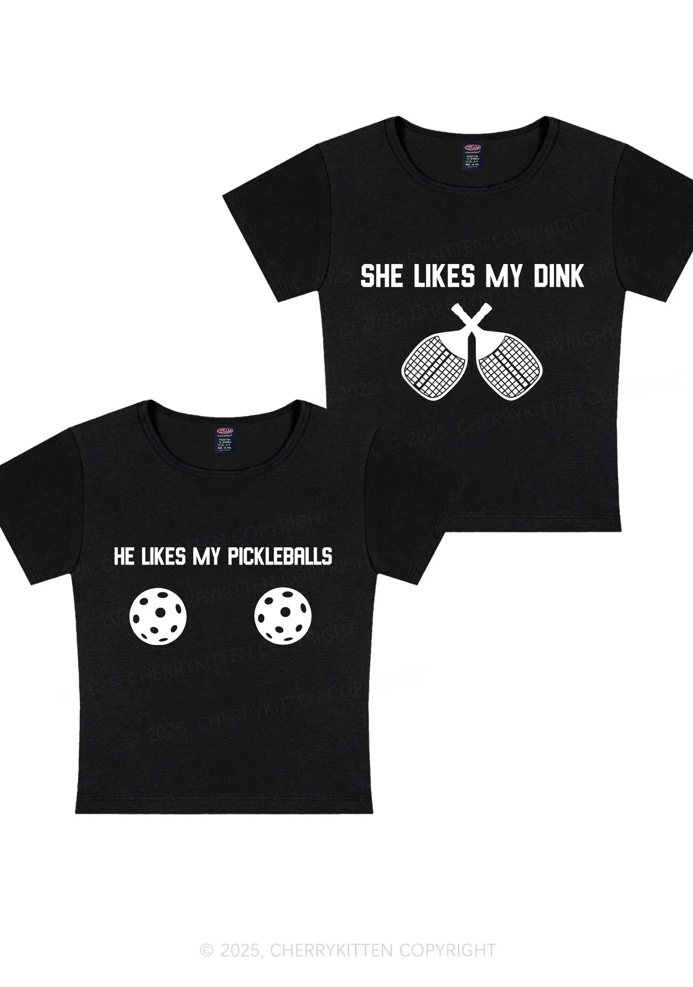 Pickleball Couple Y2K Valentine's Day Baby Tee Cherrykitten - Image 4