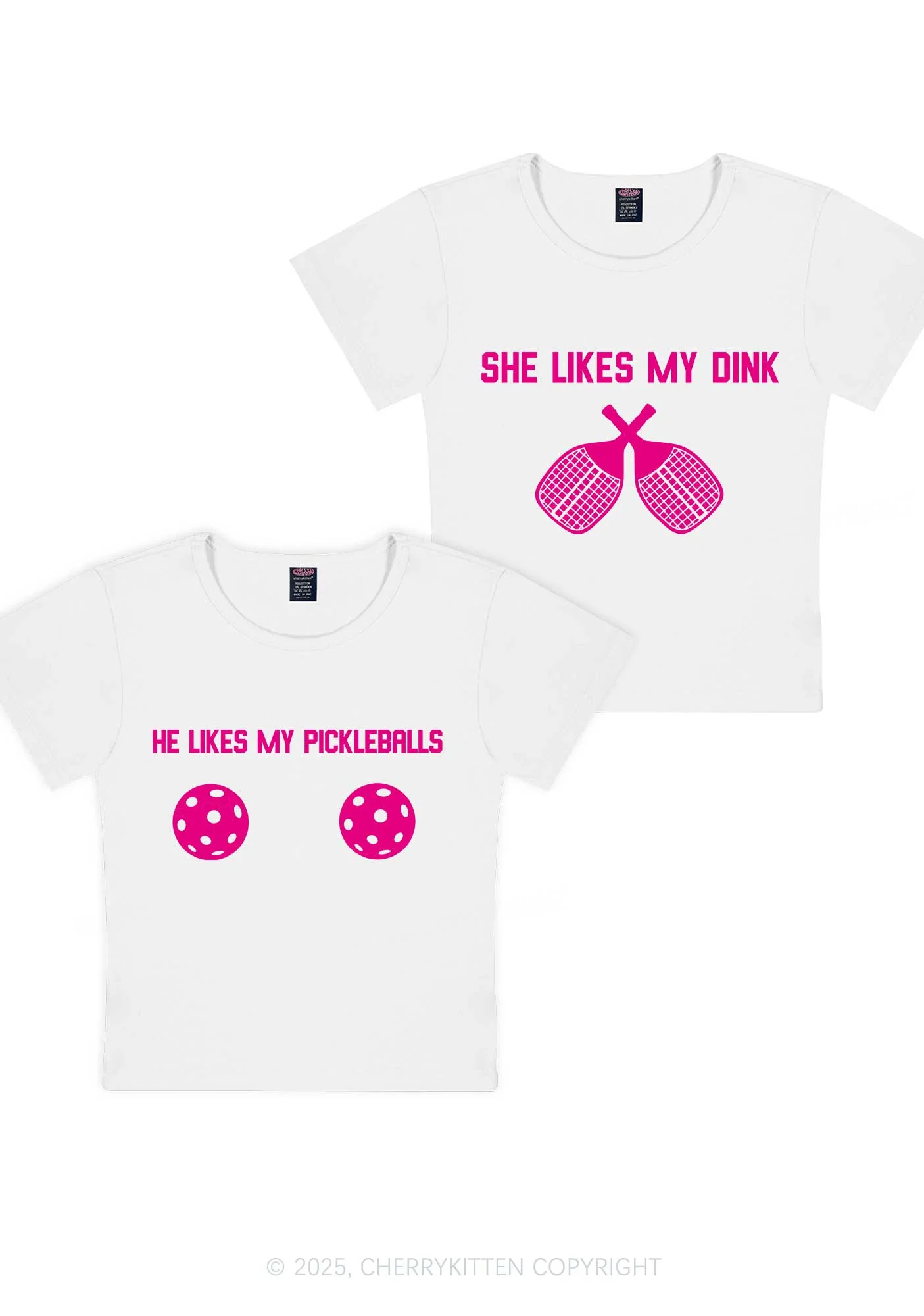 Pickleball Couple Y2K Valentine's Day Baby Tee Cherrykitten - Image 5