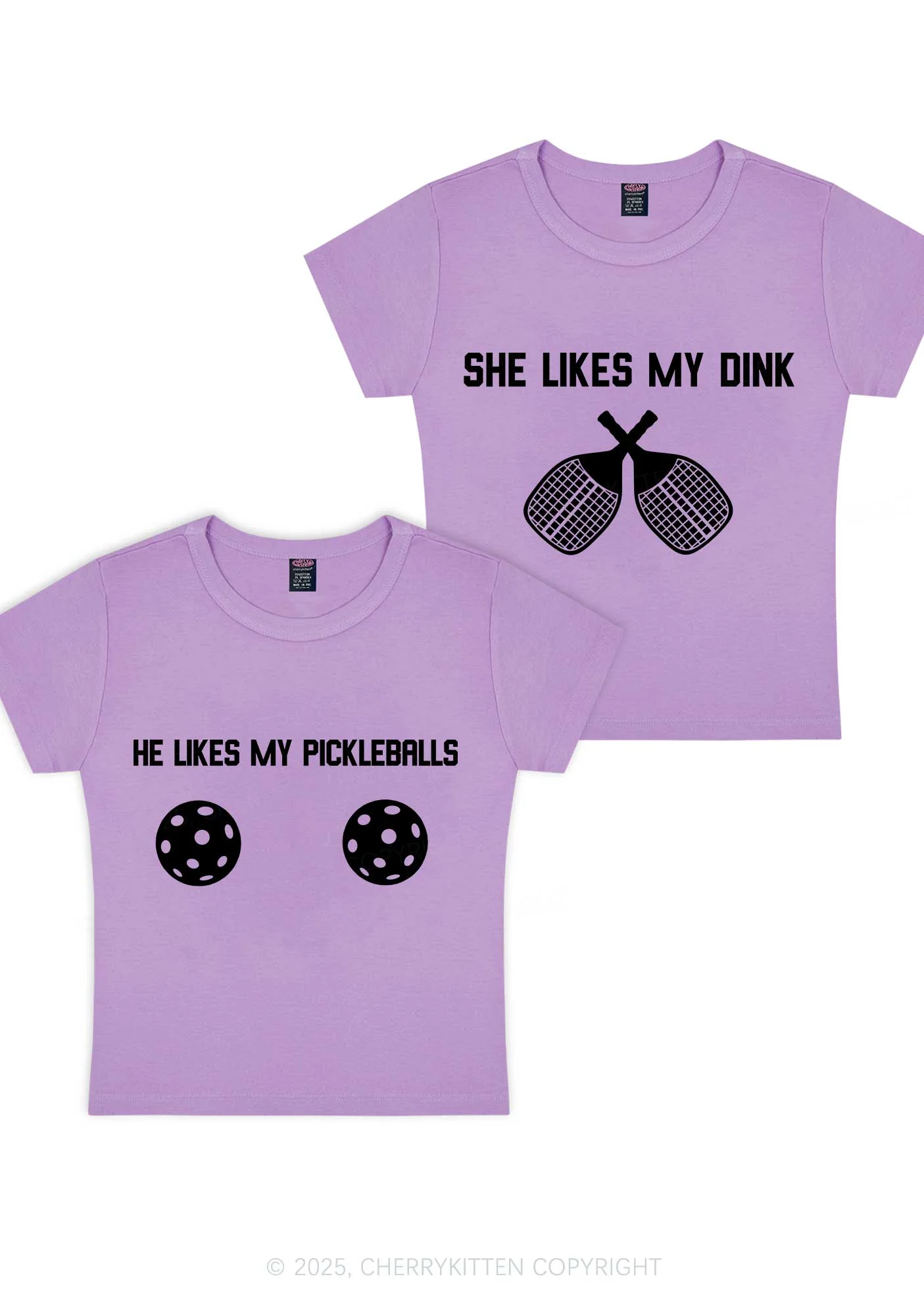Pickleball Couple Y2K Valentine's Day Baby Tee Cherrykitten - Image 6