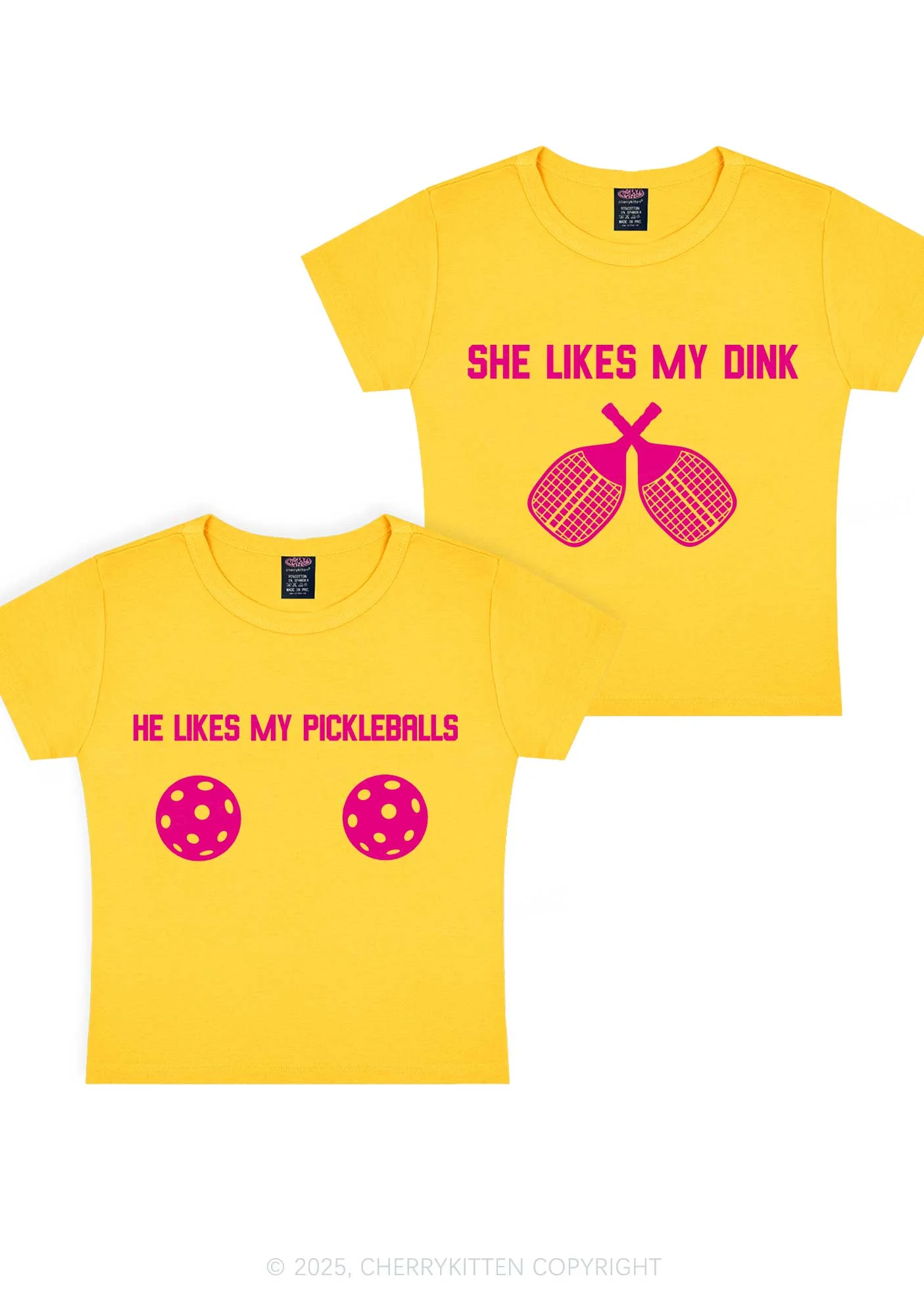 Pickleball Couple Y2K Valentine's Day Baby Tee Cherrykitten - Image 7